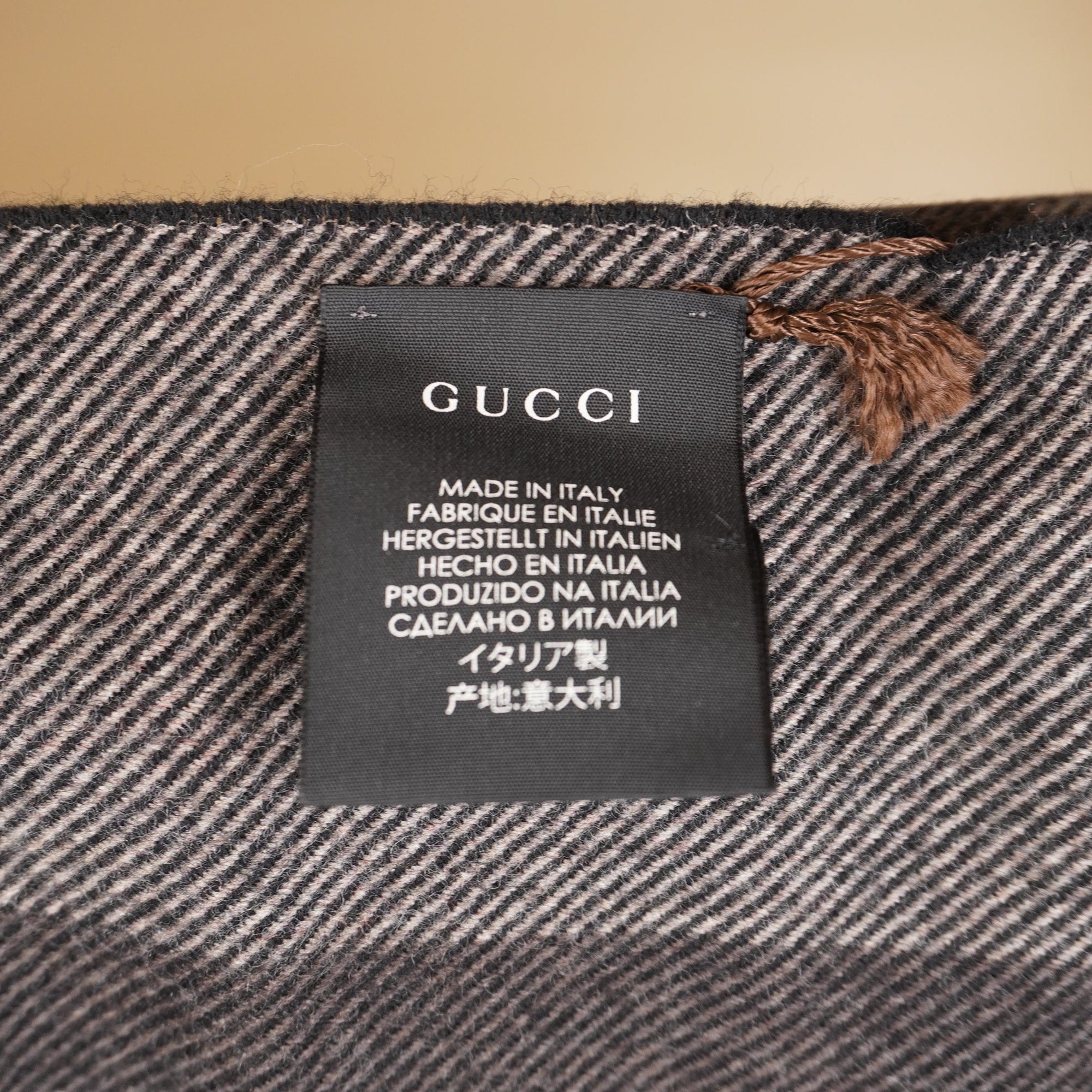 PRE-OWNED GG Striped Scarf Wool 