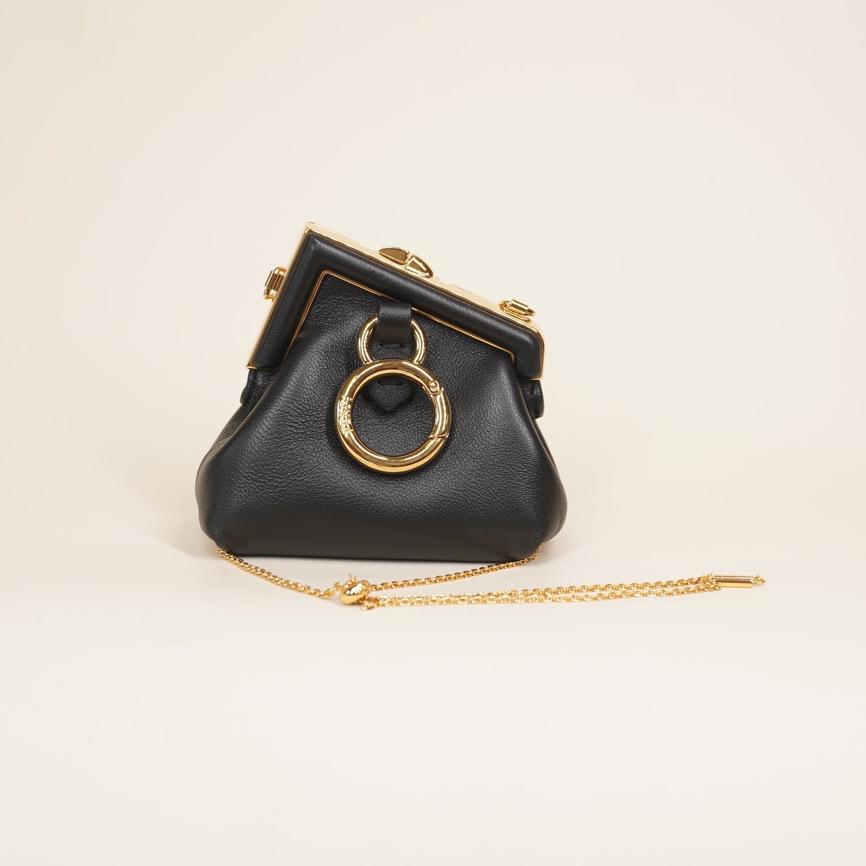 PRE-OWNED Shiny Nappa Nano Fendi First Bag Charm Black