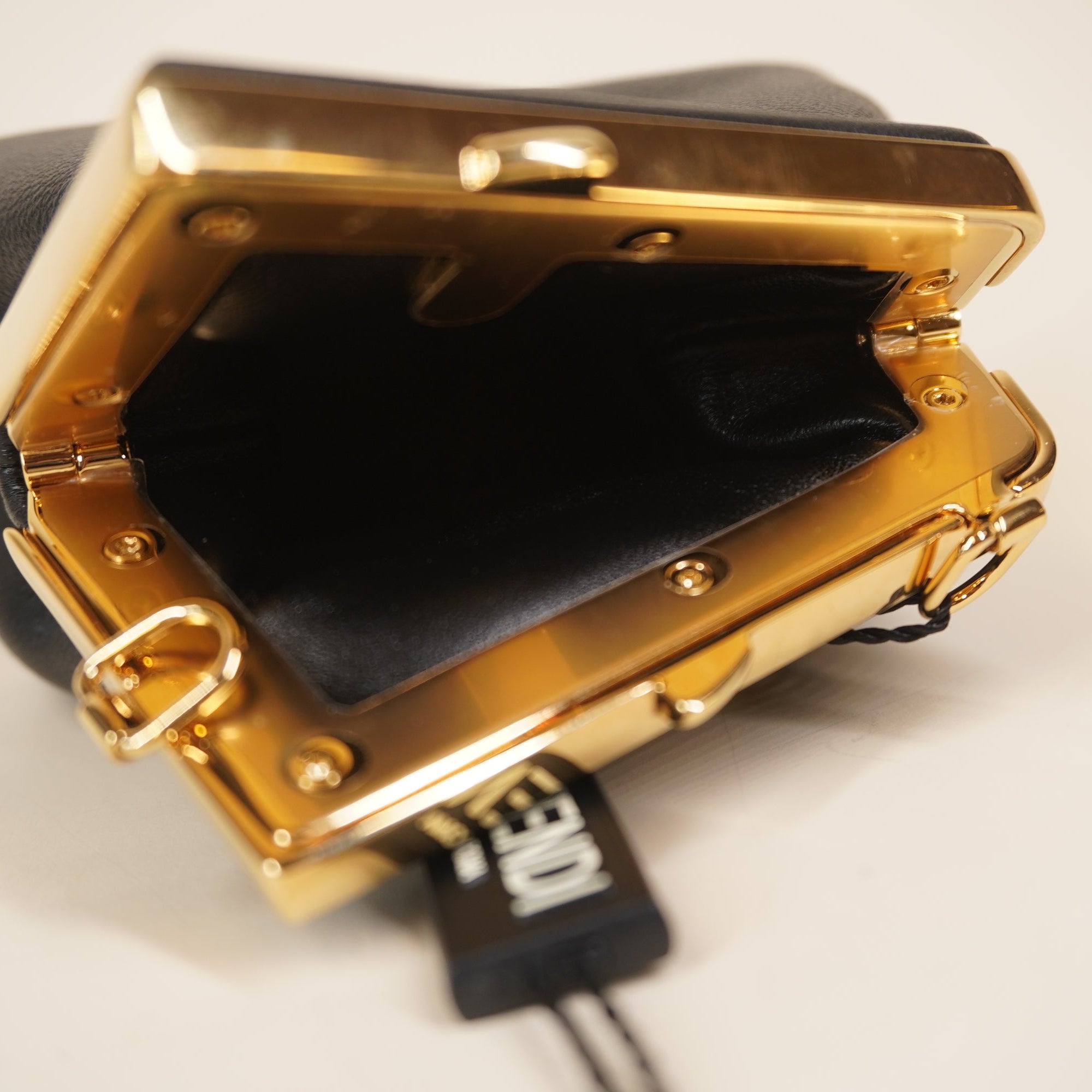 PRE-OWNED Shiny Nappa Nano Fendi First Bag Charm Black