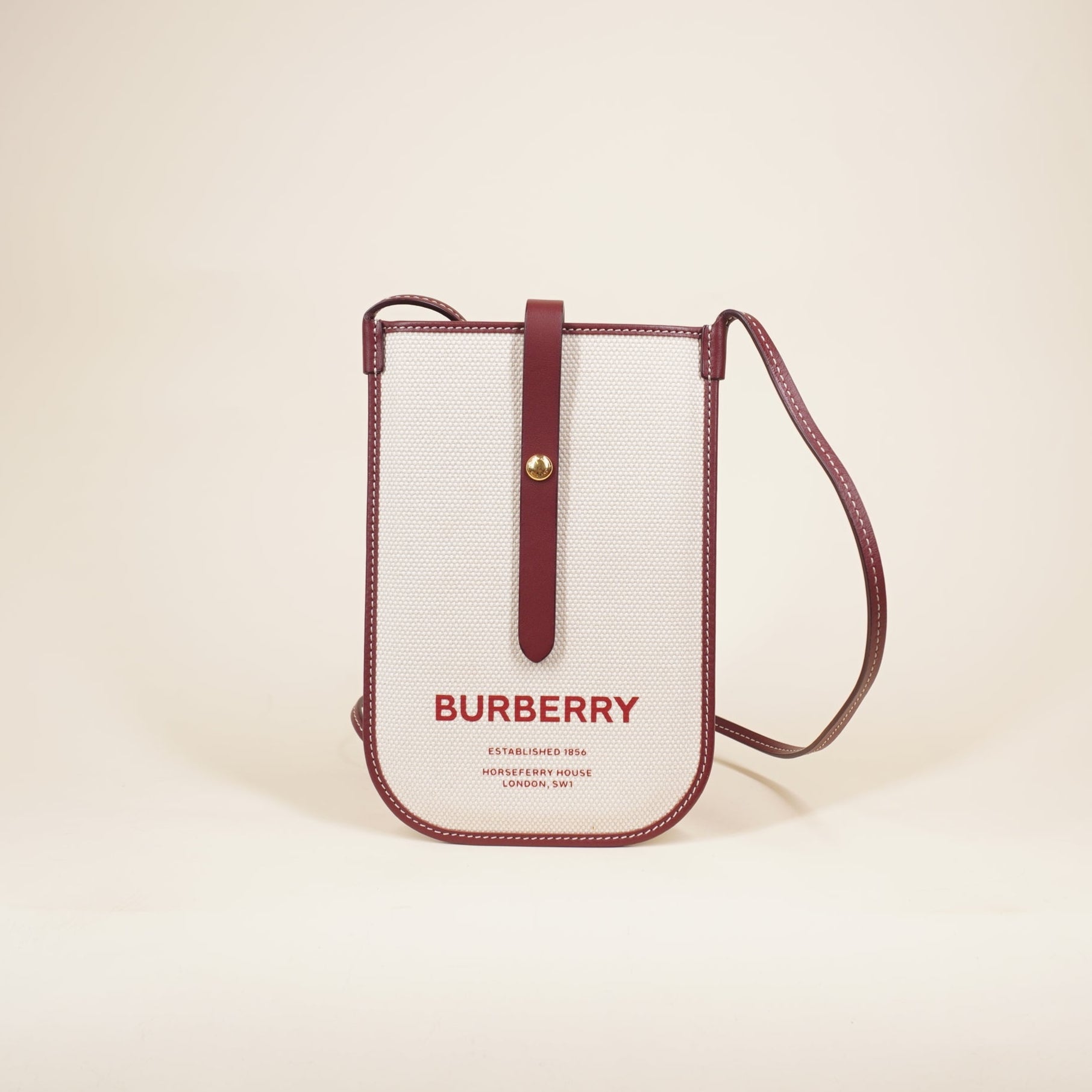 PRE-OWNED Leather Trimmed Canvas Phone Case With Strap
