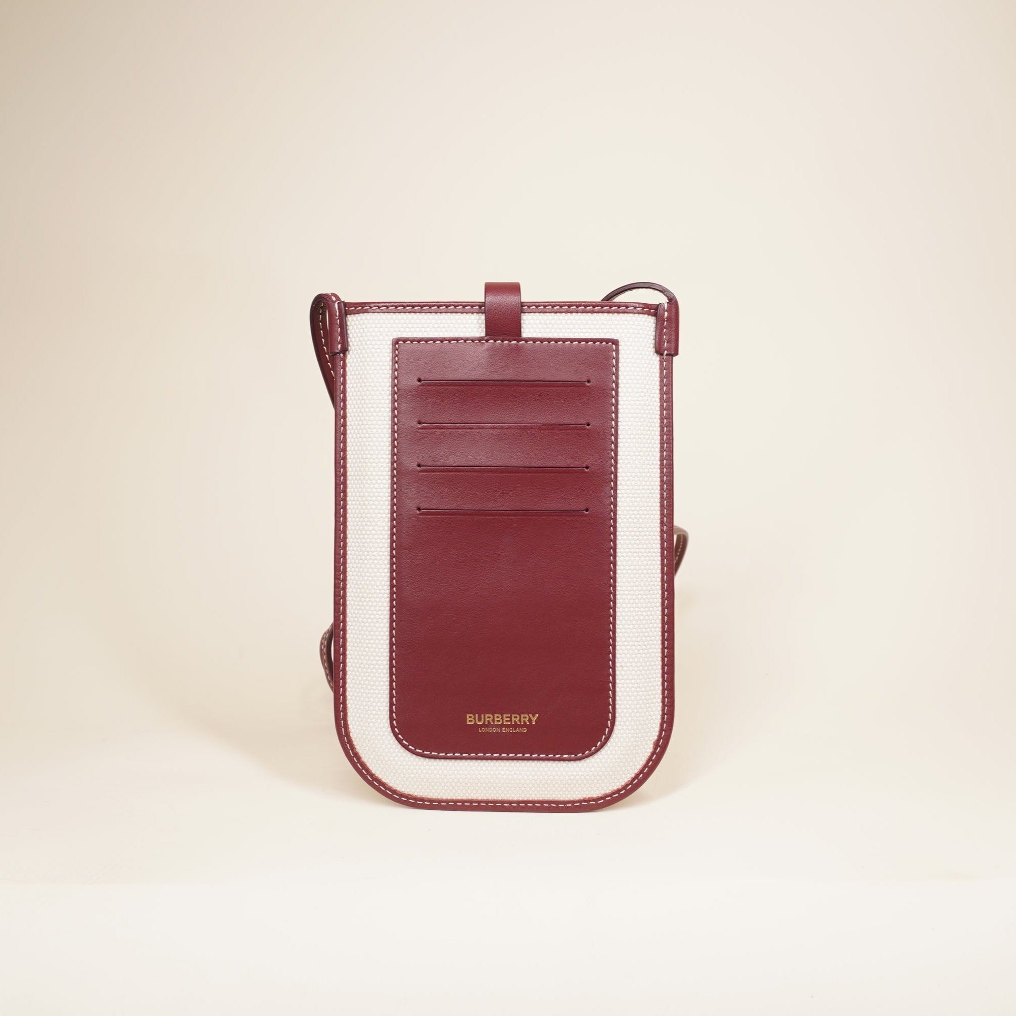 PRE-OWNED Leather Trimmed Canvas Phone Case With Strap