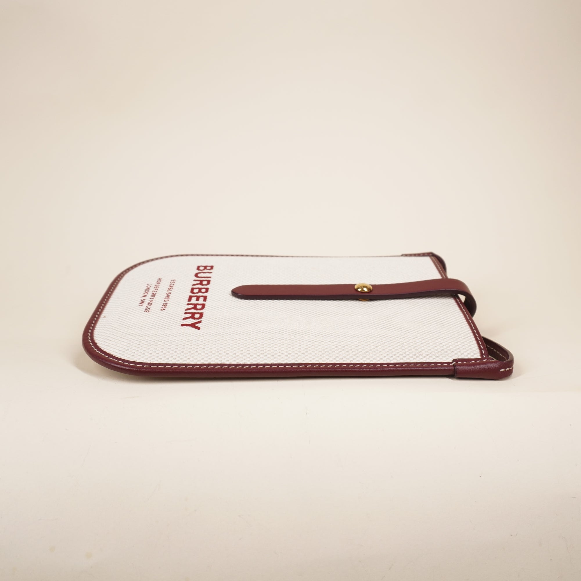 PRE-OWNED Leather Trimmed Canvas Phone Case With Strap
