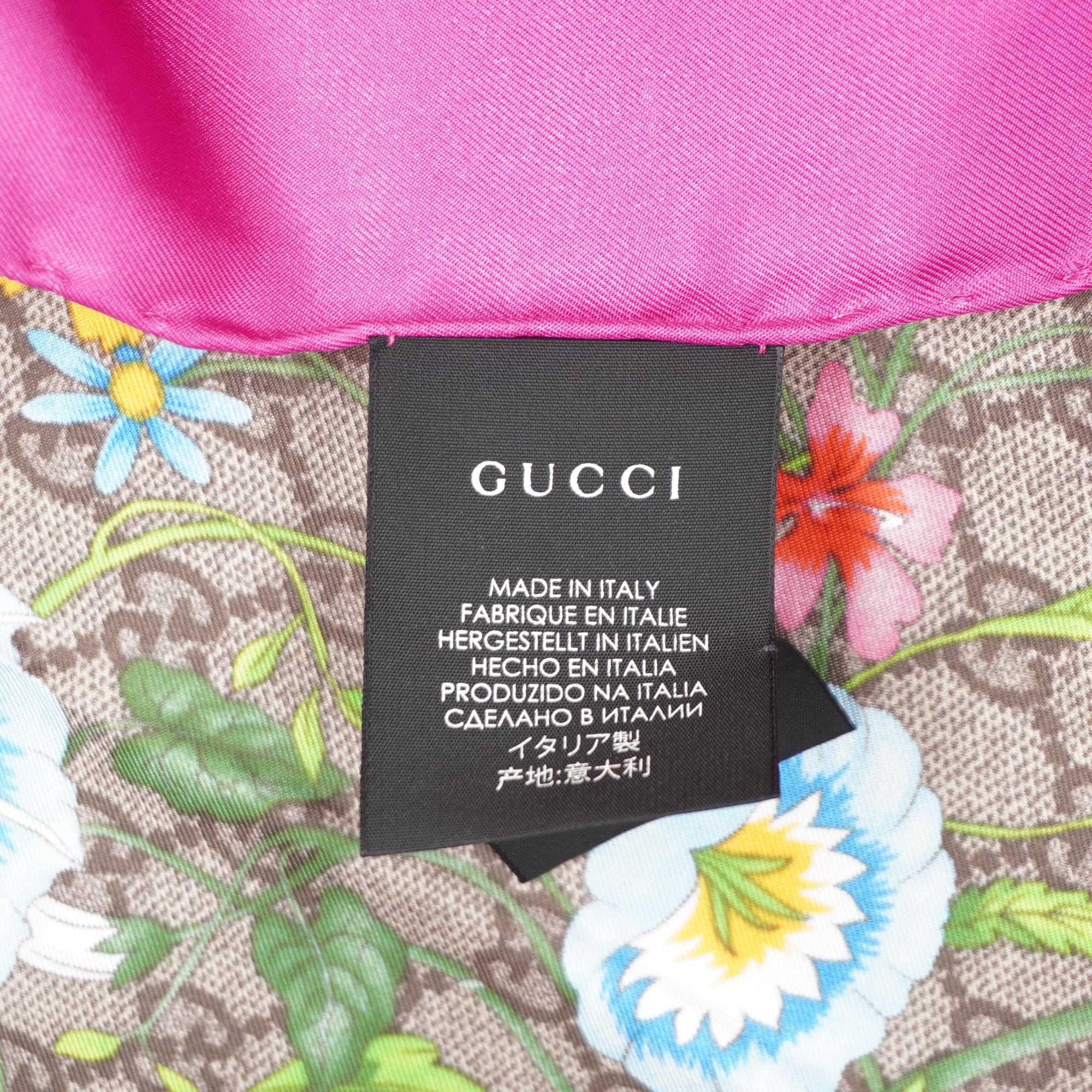 PRE-OWNED GG Silk twill scarf with Floral Print