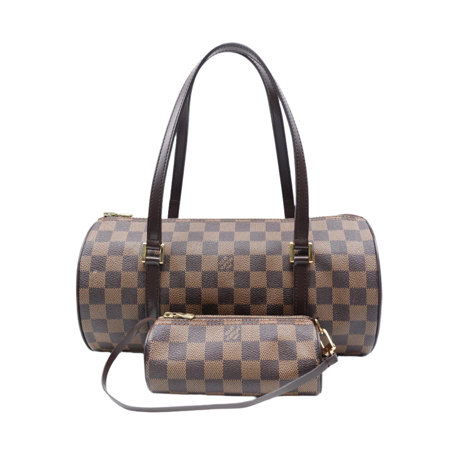 Bolso de hombro LV Damier Ebene de lona Papillon con bolsa, usado