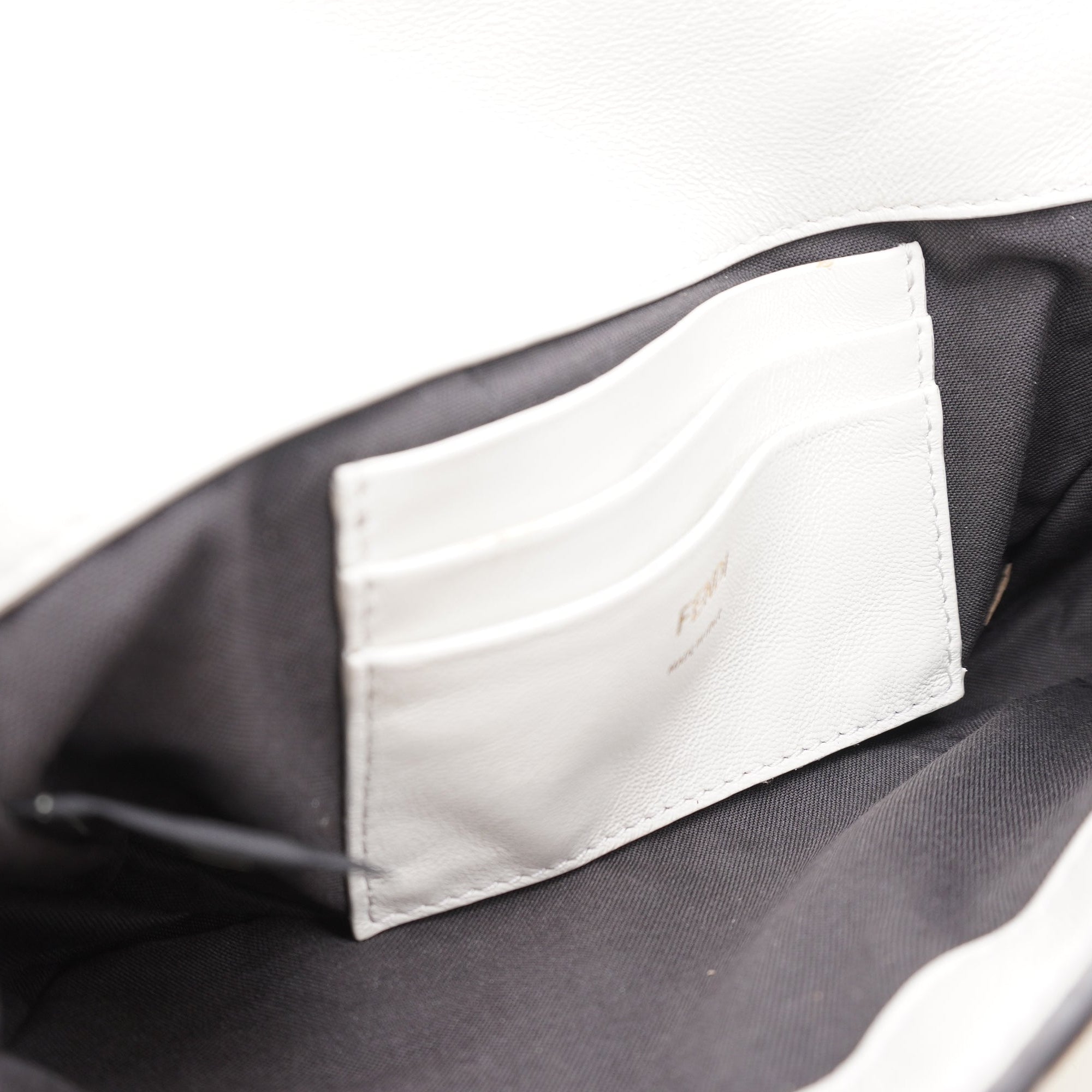 Mini Zucca Embossed Leather Baguette White Shoulder Bag