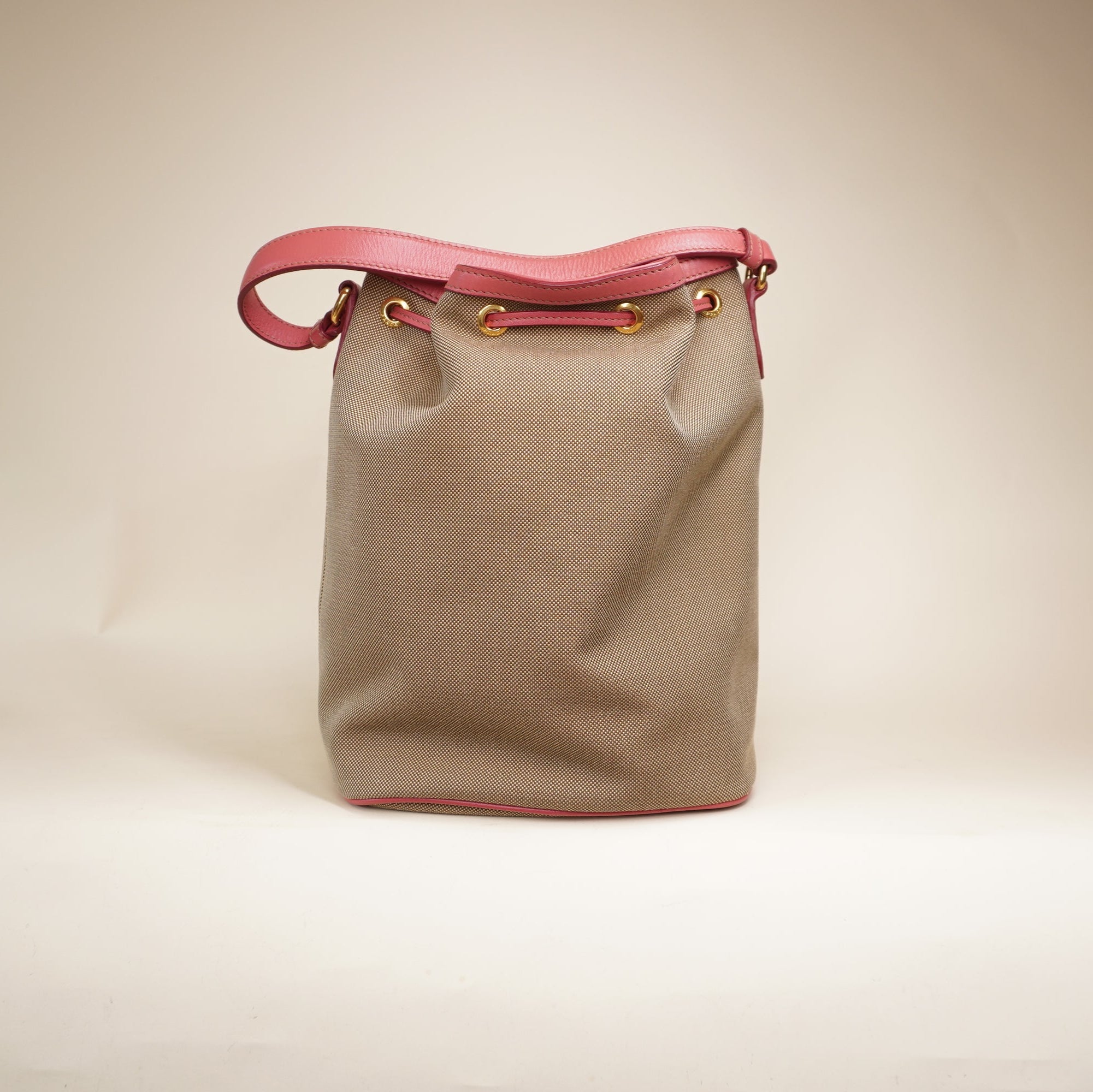 PRE-OWNED Jacquard Logo Mini Bucket Crossbody Bag Corda Peonia