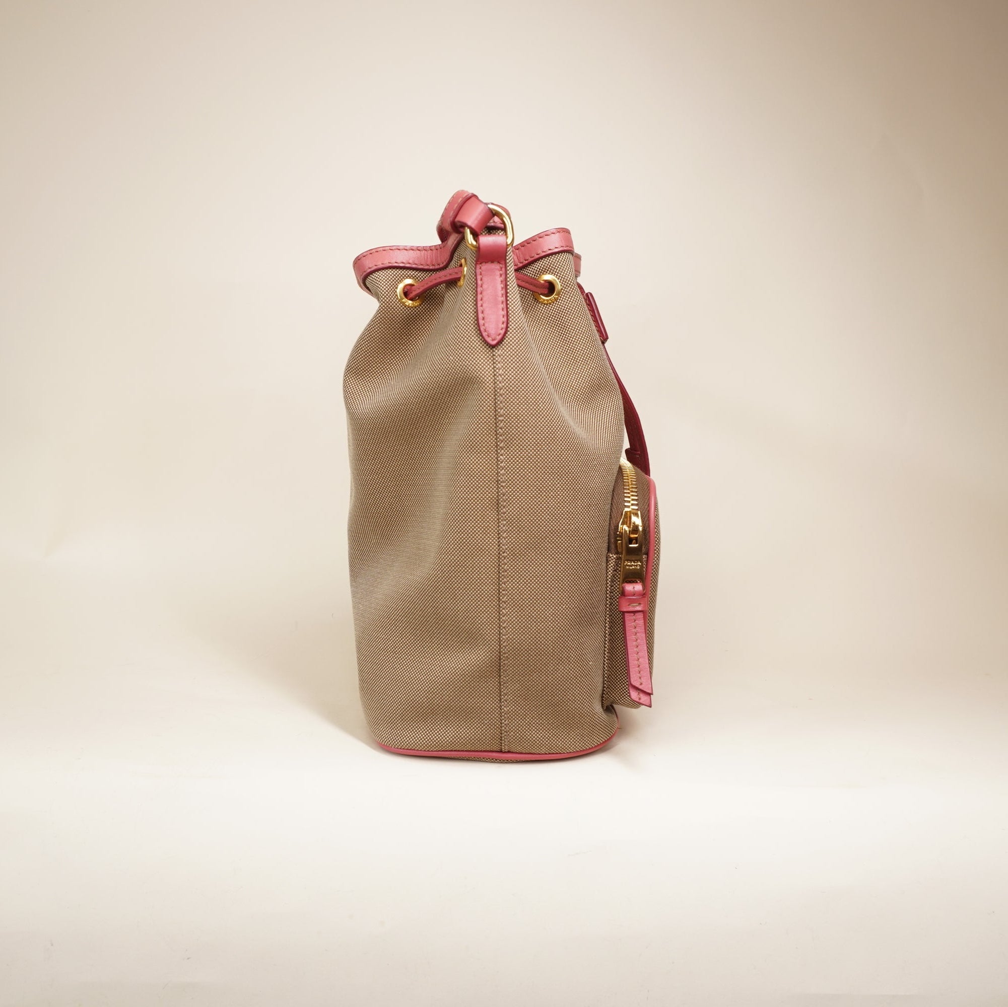PRE-OWNED Jacquard Logo Mini Bucket Crossbody Bag Corda Peonia