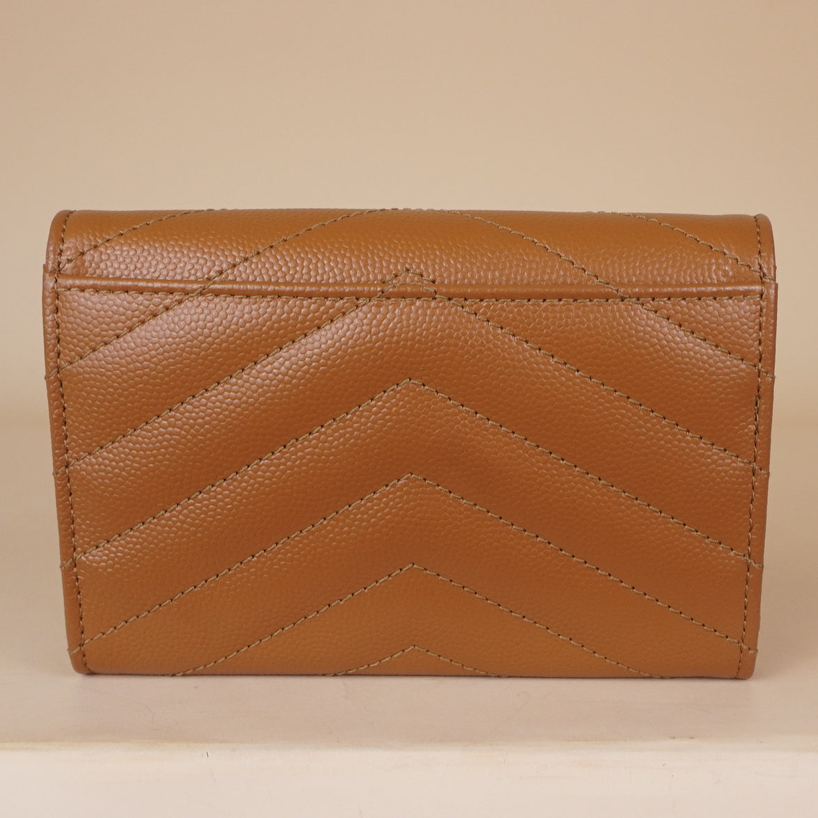 PRE-OWNED Cassandre Matelassé Caramel Small Envelope Card Holder