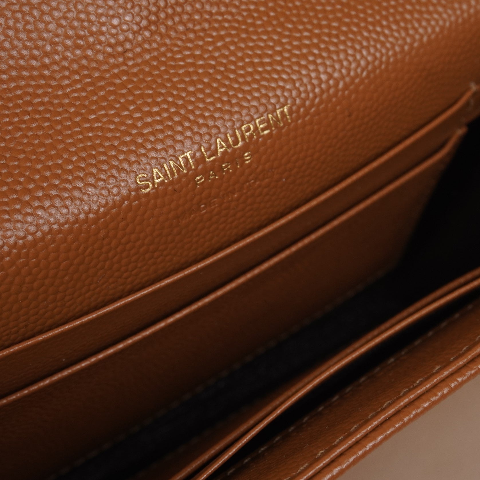 PRE-OWNED Cassandre Matelassé Caramel Small Envelope Card Holder