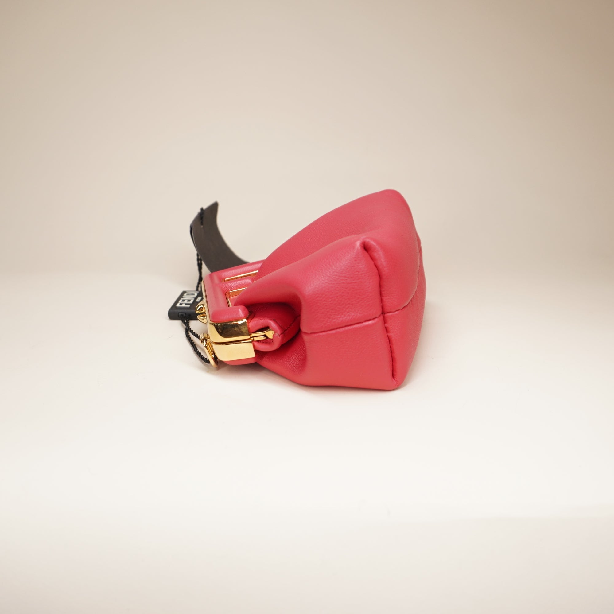 PRE-OWNED FF Shiny Nappa Nano First Bag Charm Pink