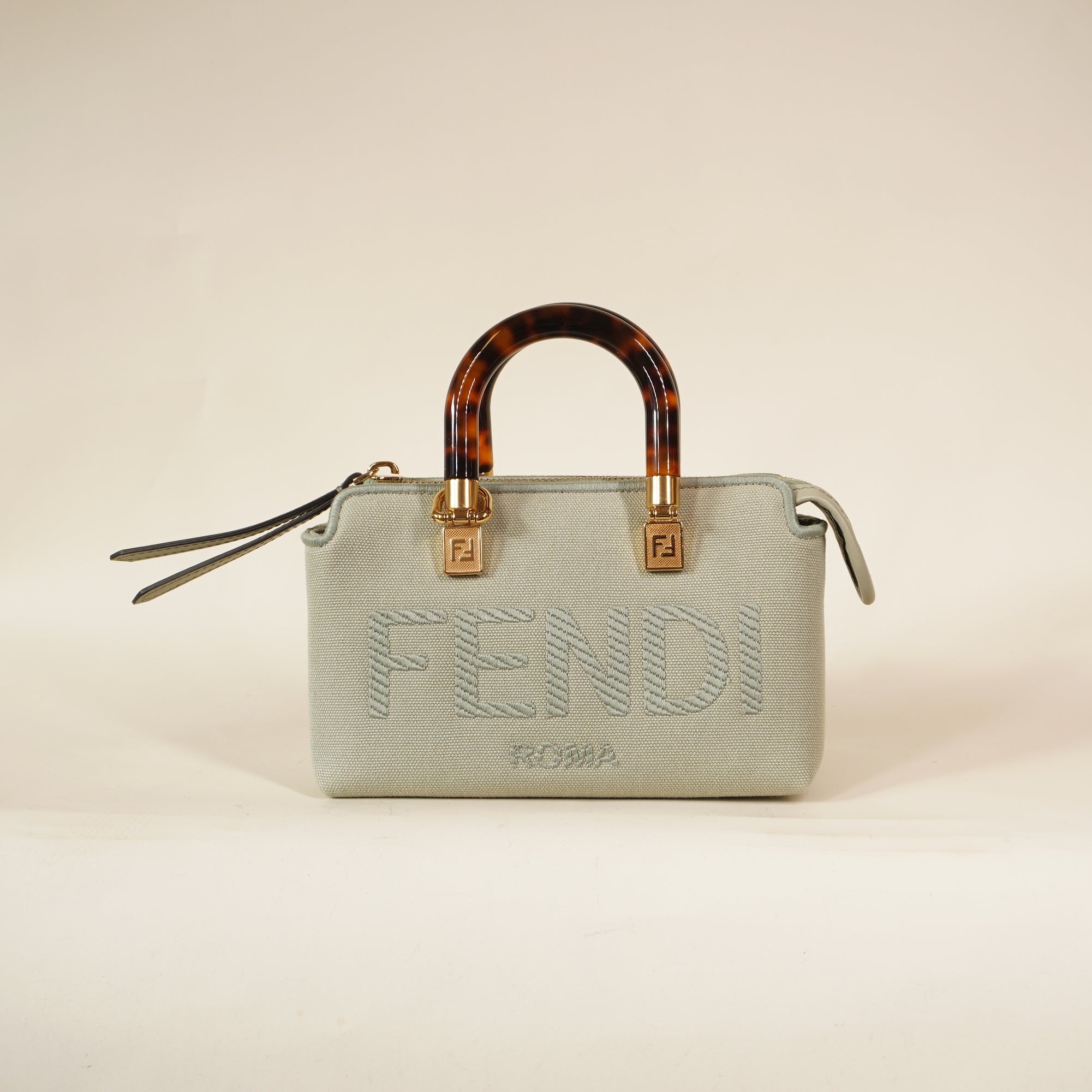 PRE-OWNED FF Green Tea Vitello King Mini By The Way Boston Crossbody Bag