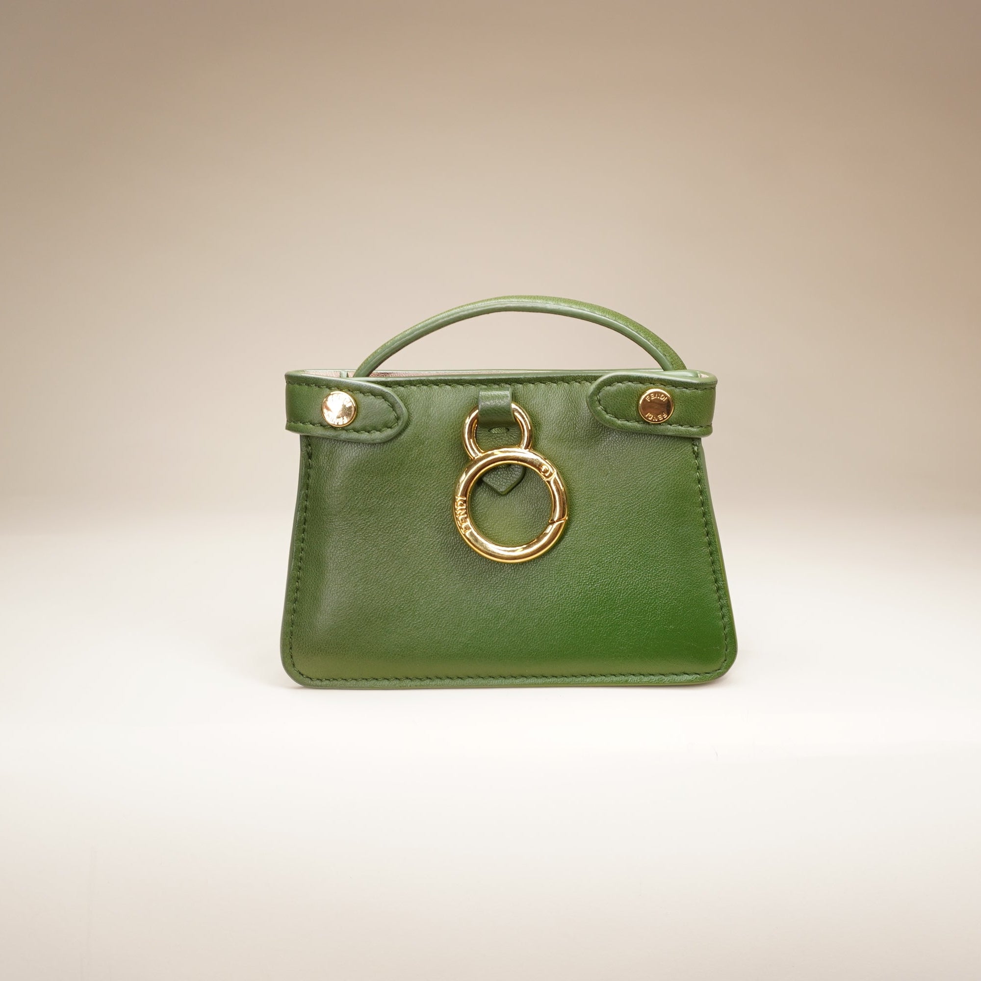 Nano Peekaboo Charm Leather Green Crossbody Bag