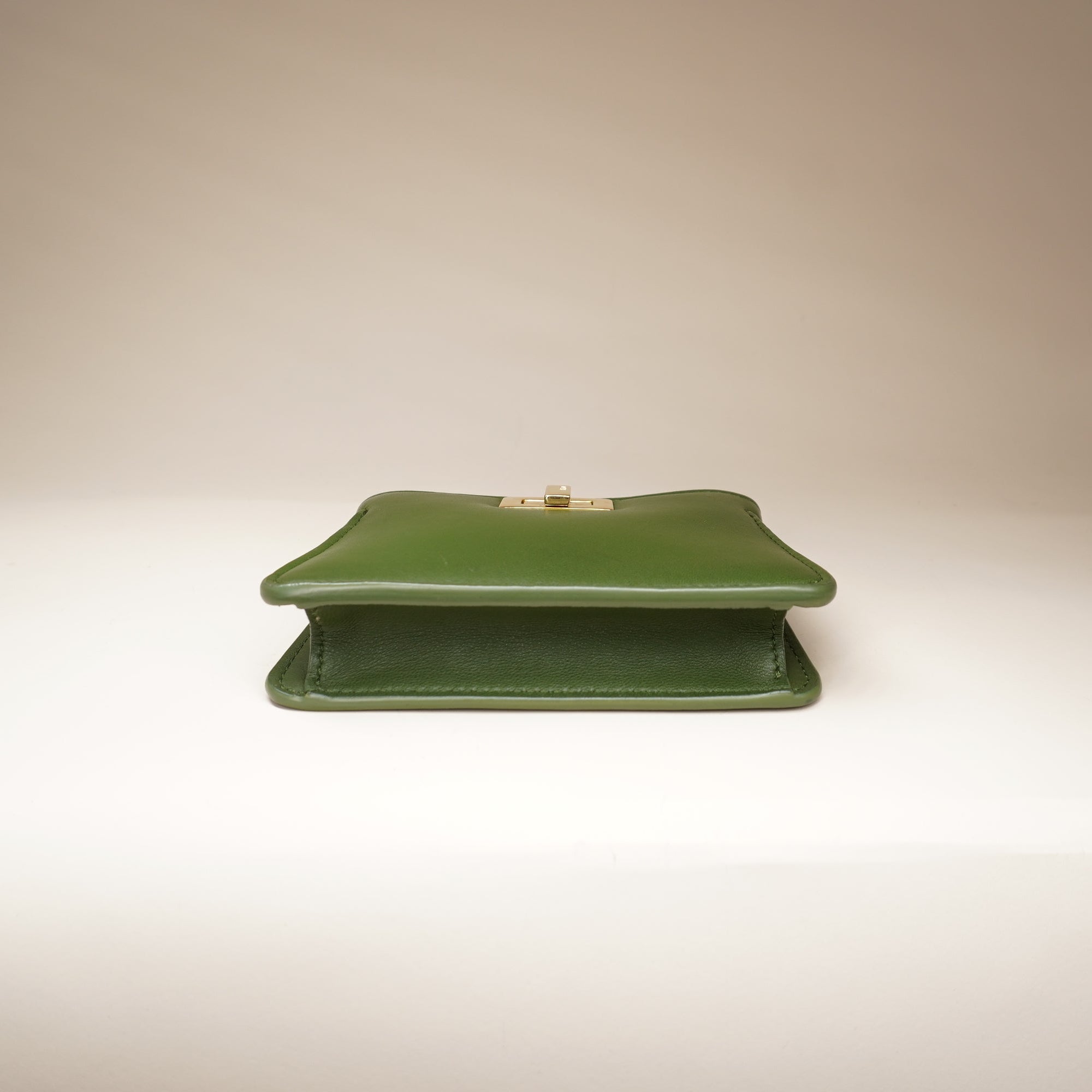 Nano Peekaboo Charm Leather Green Crossbody Bag