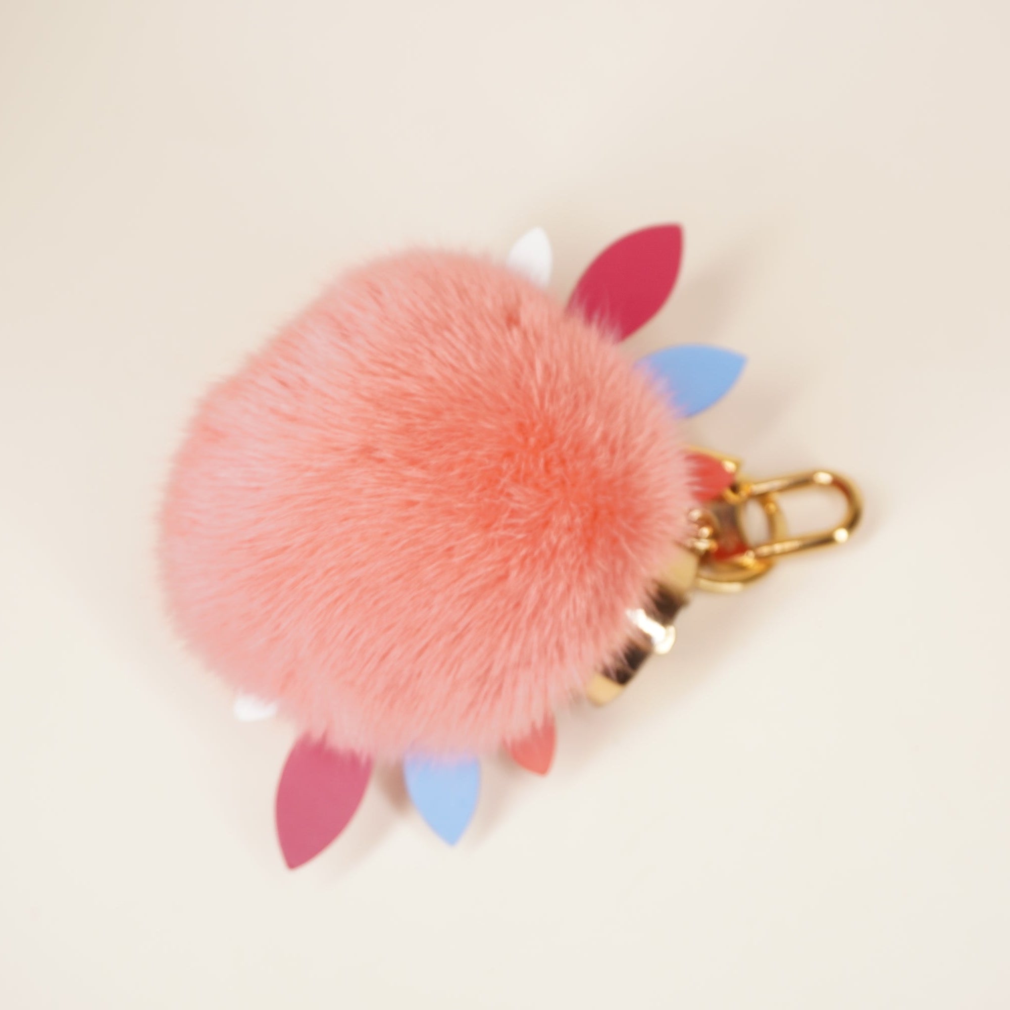 PRE-OWNED LV Pink Fur Pom Pom Bag Charm
