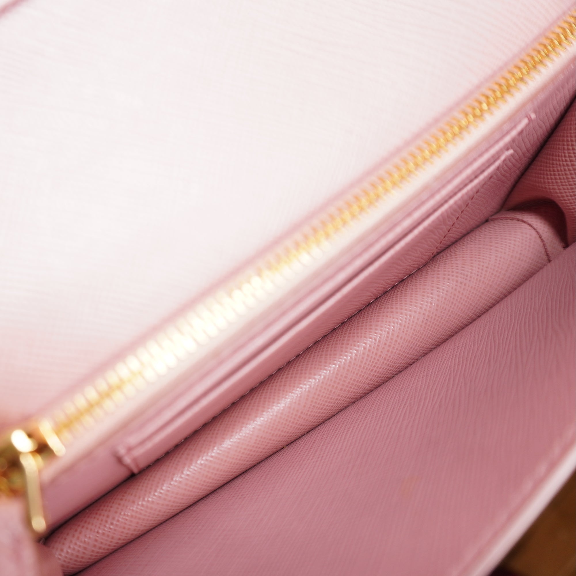 PRE-OWNED Light Pink Cahier Saffiano Leather Wallet on a Chain