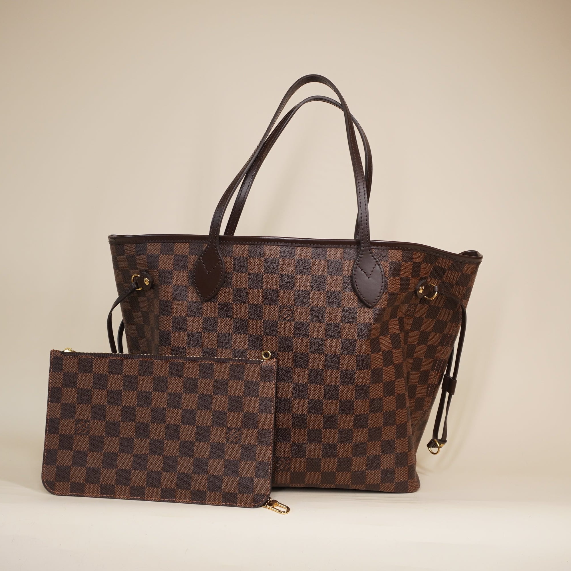 PRE-OWNED LV Neverfull MM Damier Ebene Tote