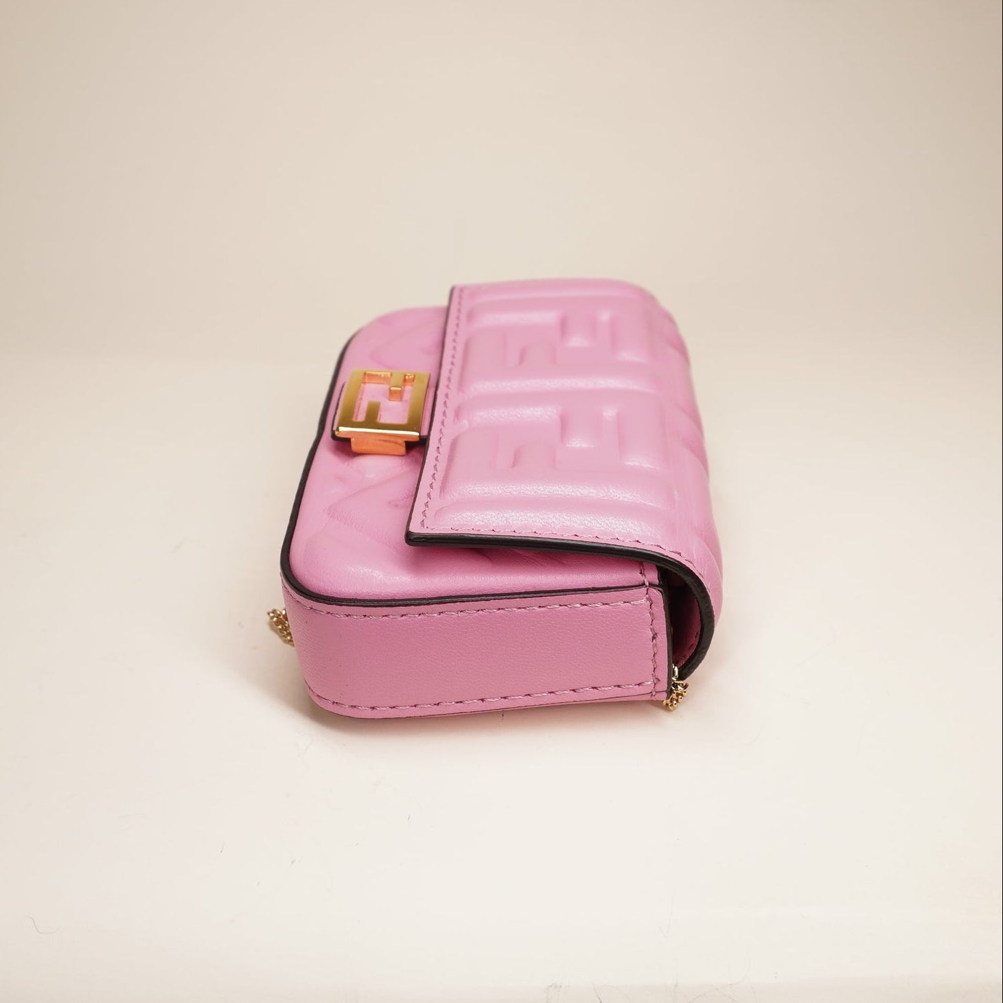 PRE-OWNED Nappa Matisse FF Embossed Nano Baguette Charm Pink