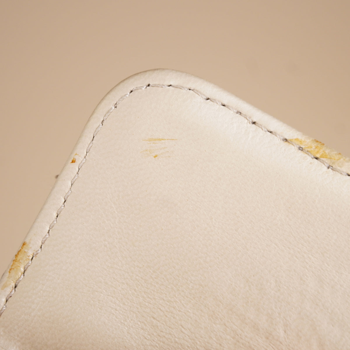 PRE-OWNED CC Metallic Python Medium Double Flap Light Beige