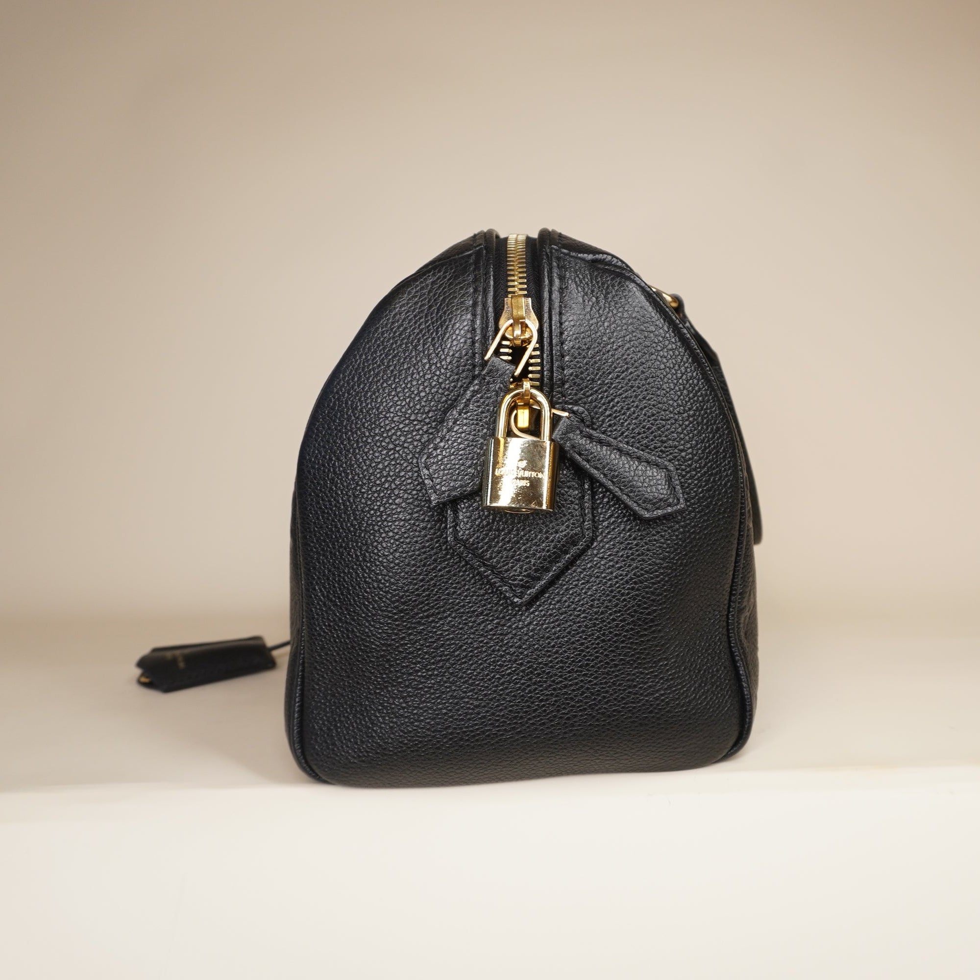 PRE-OWNED LV Speedy Bandouliere 25 Empreinte Leather Shoulder Bag Black