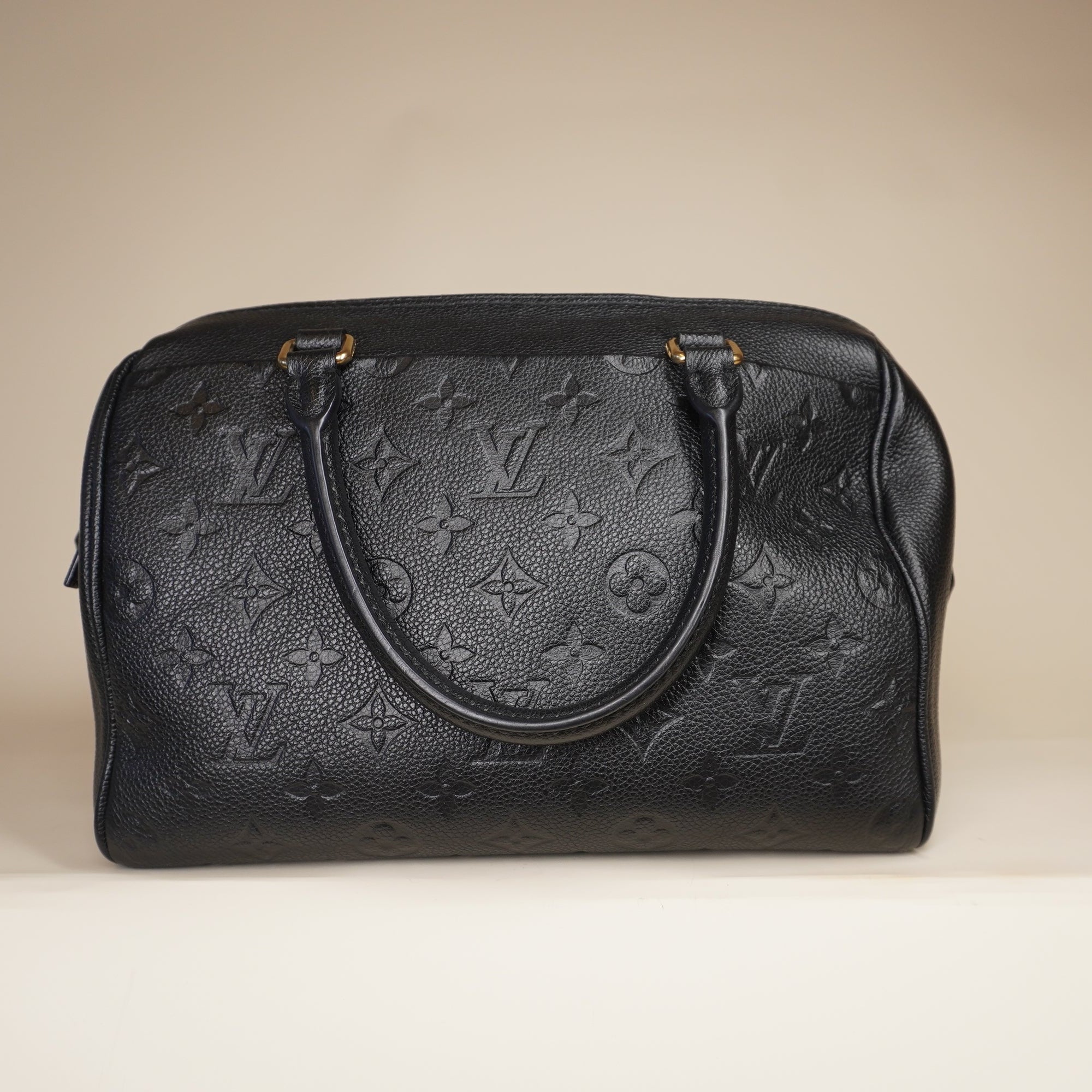 PRE-OWNED LV Speedy Bandouliere 25 Empreinte Leather Shoulder Bag Black
