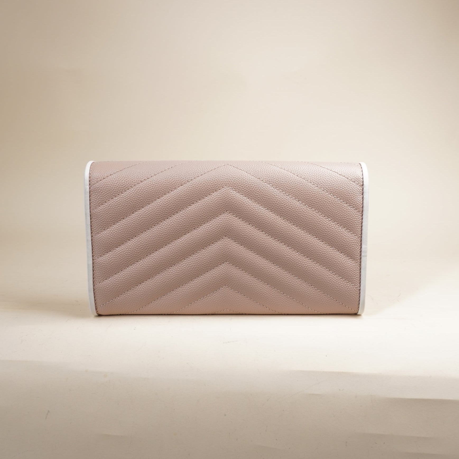 PRE-OWNED Baby Pink Grain De Poudre Matelasse Chevron Monogram Envelope