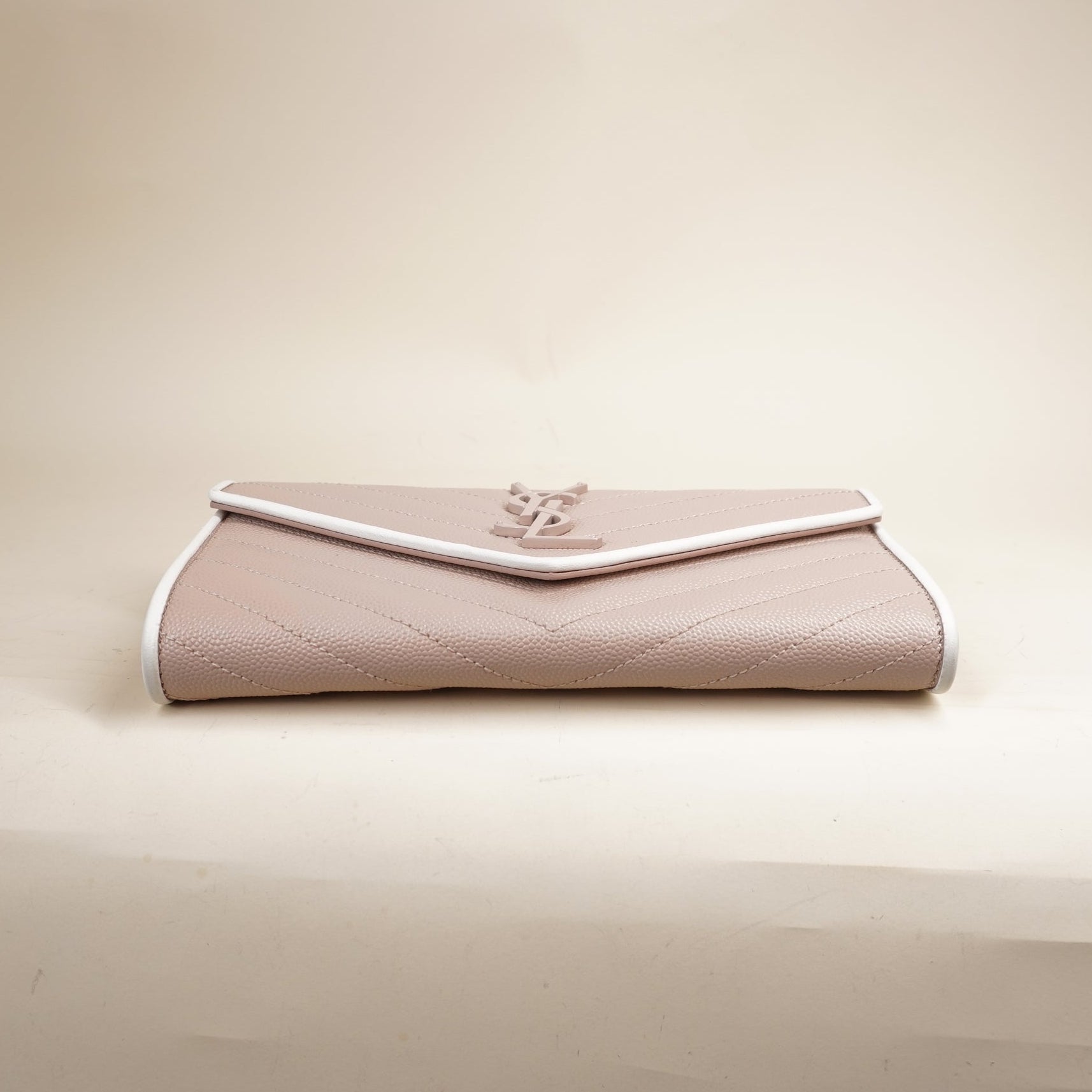 PRE-OWNED Baby Pink Grain De Poudre Matelasse Chevron Monogram Envelope