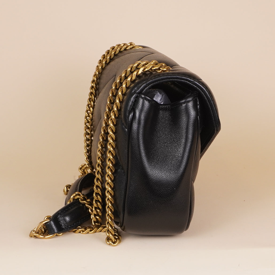 PRE-OWNED Lambskin Chevron Quilted Mini Loulou Black