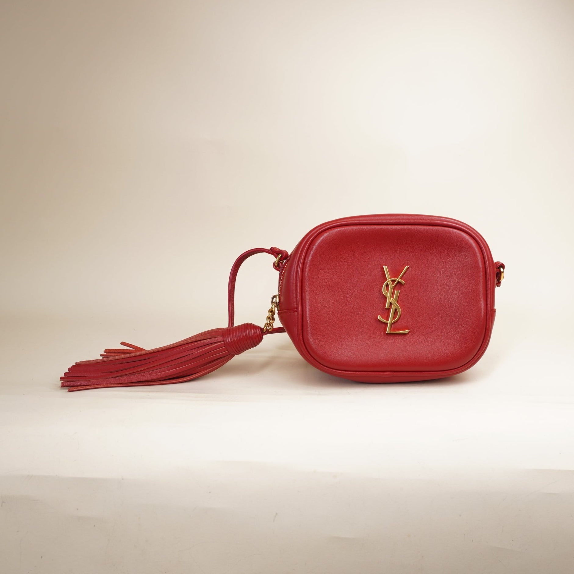 PRE-OWNED Red Nappa Monogram Blogger Bag