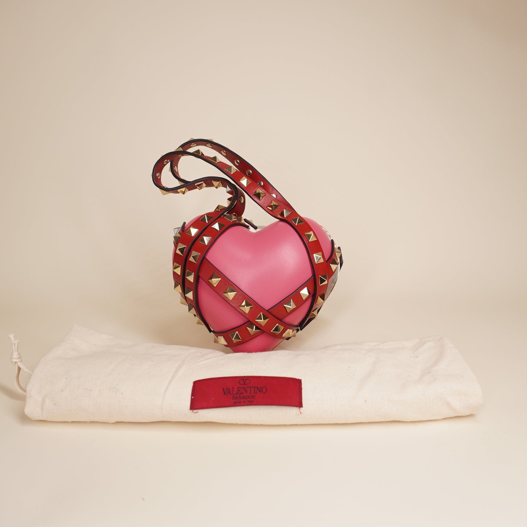 PRE-OWNED Heart Cage Rockstud Minaudière Clutch Handbag