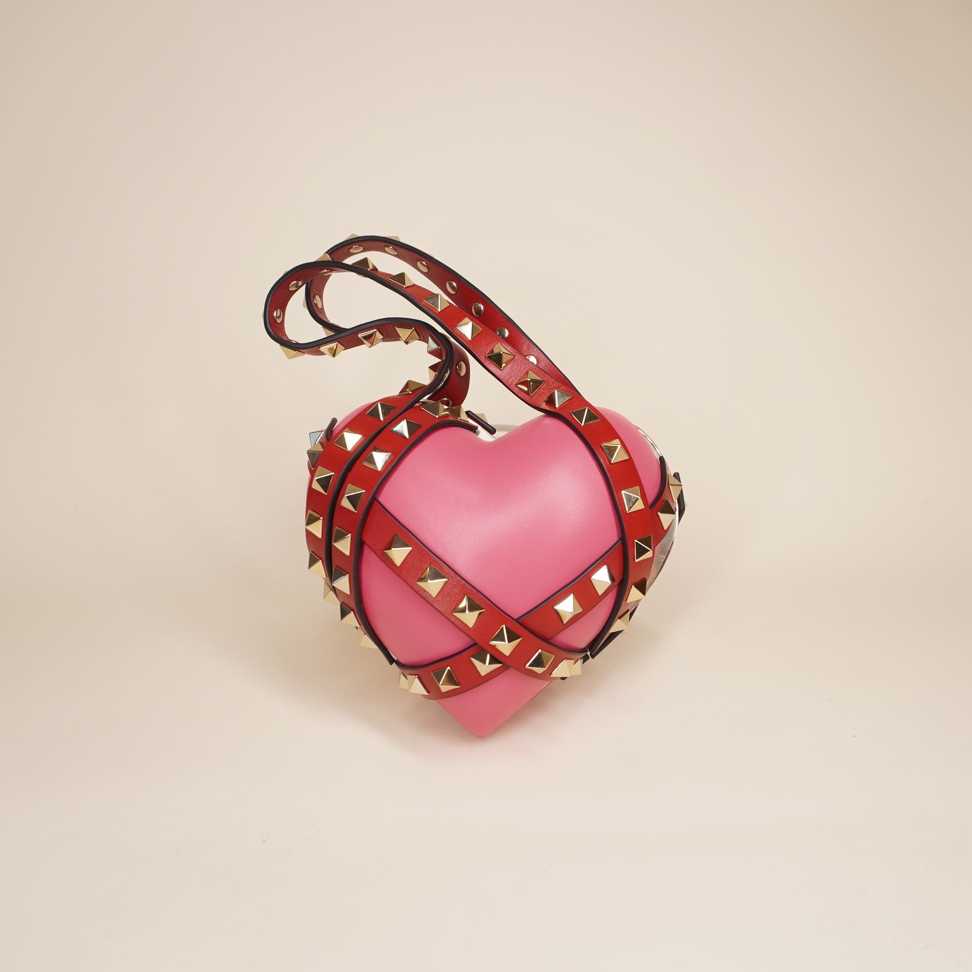 PRE-OWNED Heart Cage Rockstud Minaudière Clutch Handbag