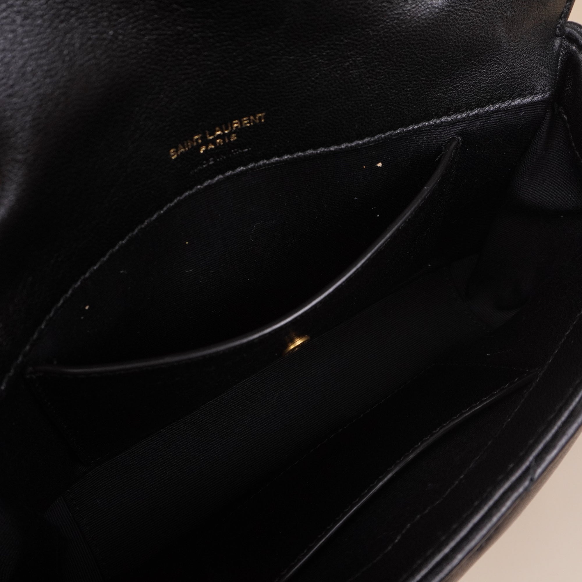 PRE-OWNED Lambskin Chevron Quilted Mini Loulou Black