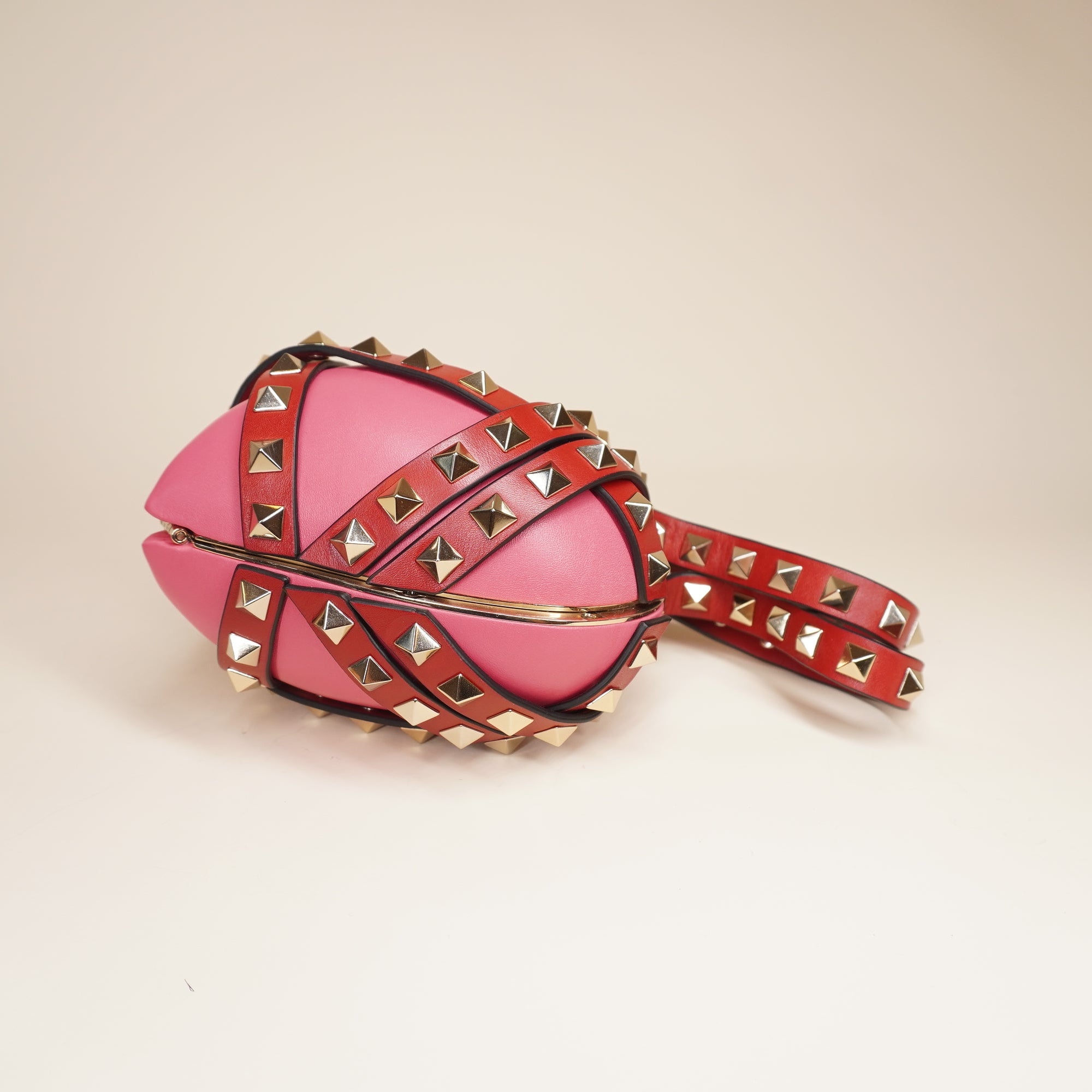 PRE-OWNED Heart Cage Rockstud Minaudière Clutch Handbag