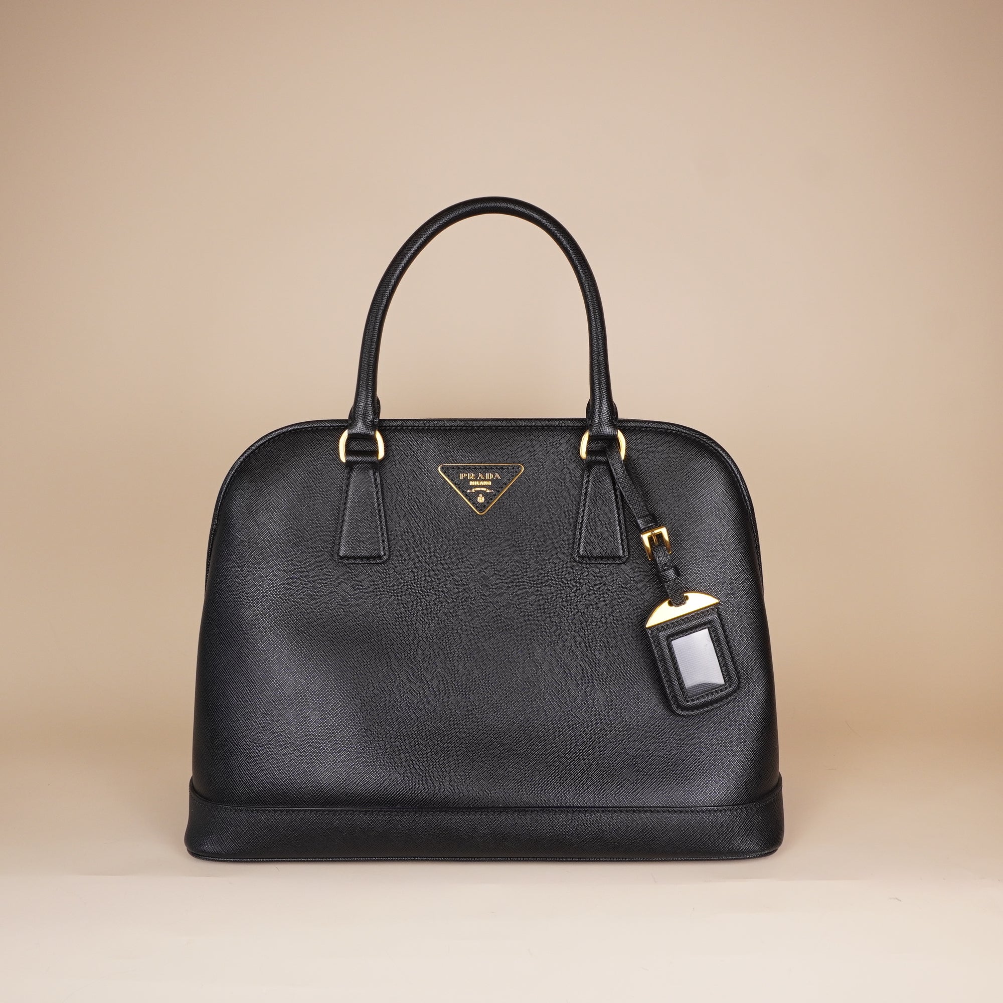 PRE-OWNED Saffiano Vernice Medium Open Promenade Tote Black