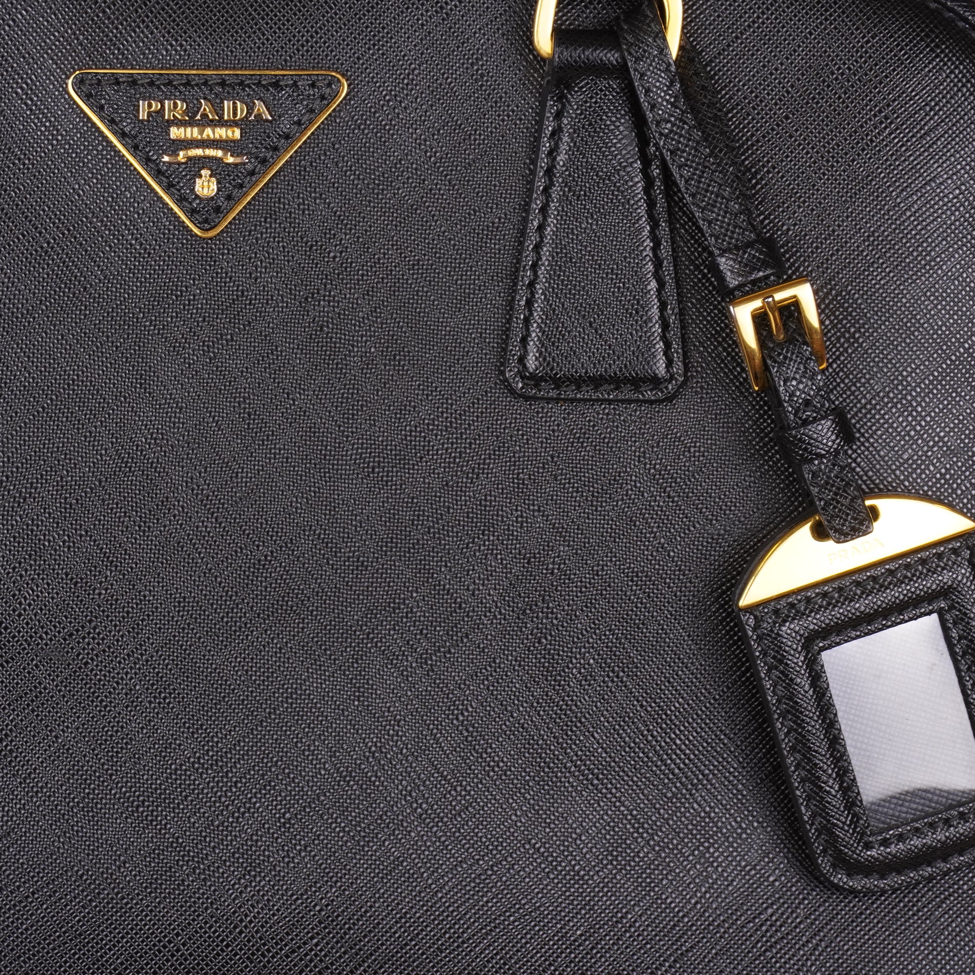 PRE-OWNED Saffiano Vernice Medium Open Promenade Tote Black