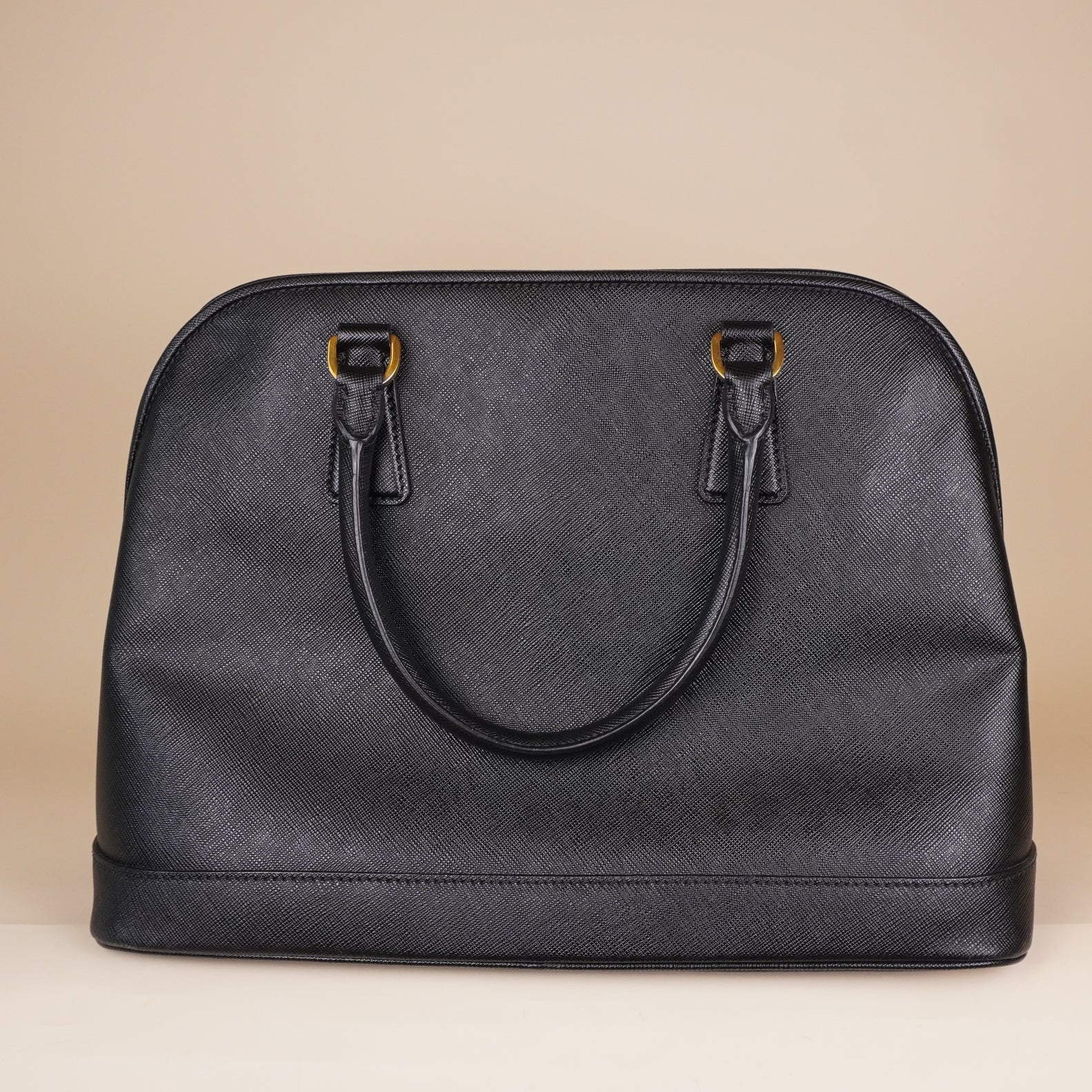 PRE-OWNED Saffiano Vernice Medium Open Promenade Tote Black