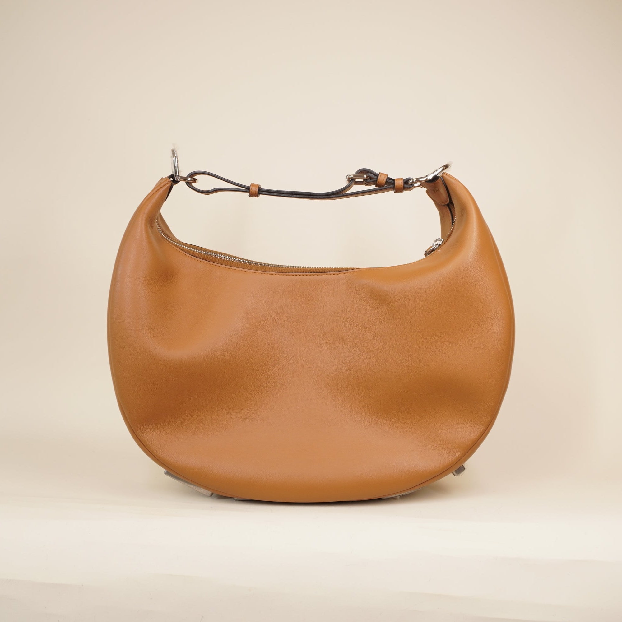 PRE-OWNED Vitello Grace Matte Medium Fendigraphy Hobo Bag Caramello