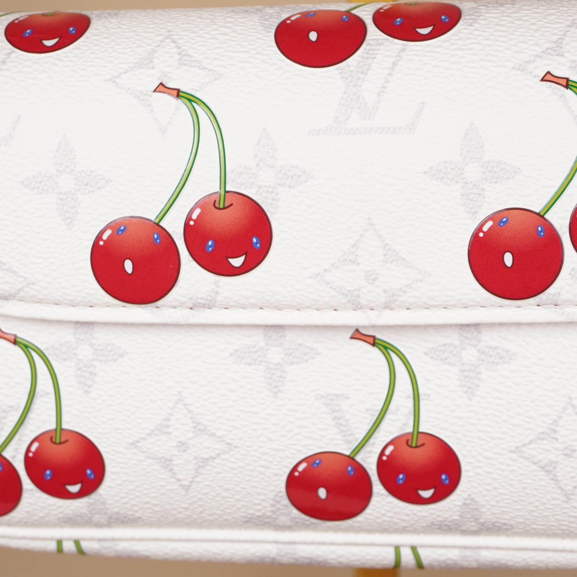 PRE-OWNED LV X TM Monogram Cerises Ivy Wallet On Chain White