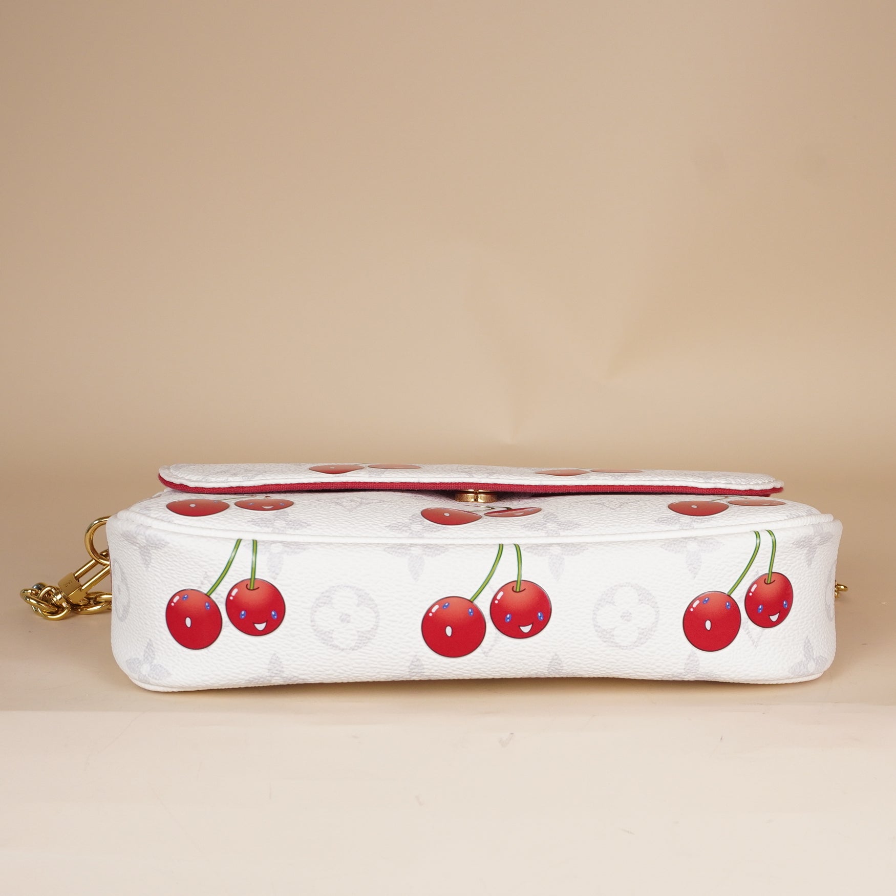 PRE-OWNED LV X TM Monogram Cerises Ivy Wallet On Chain White