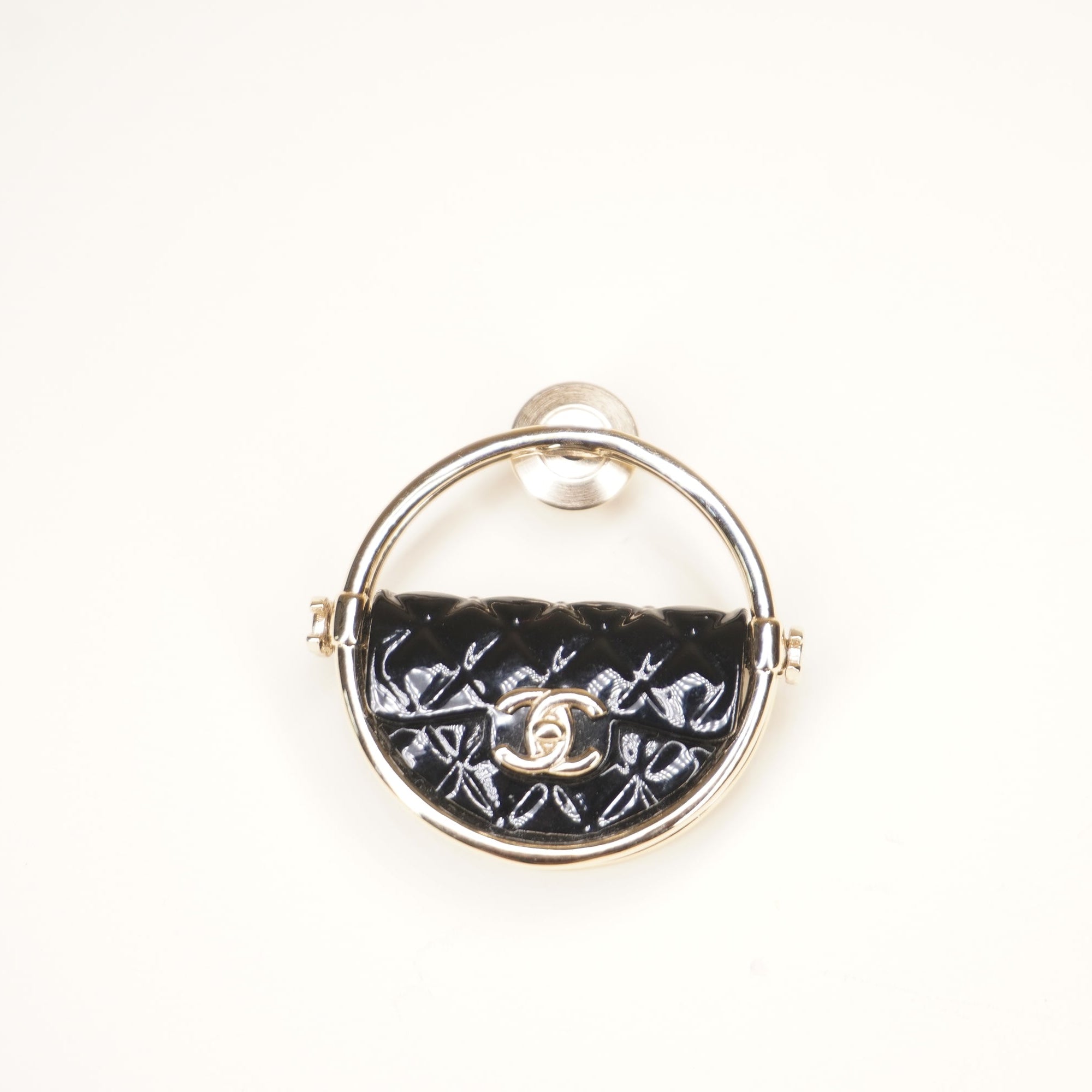 PRE-OWNED CC Quilted Flap Hoop Brooch