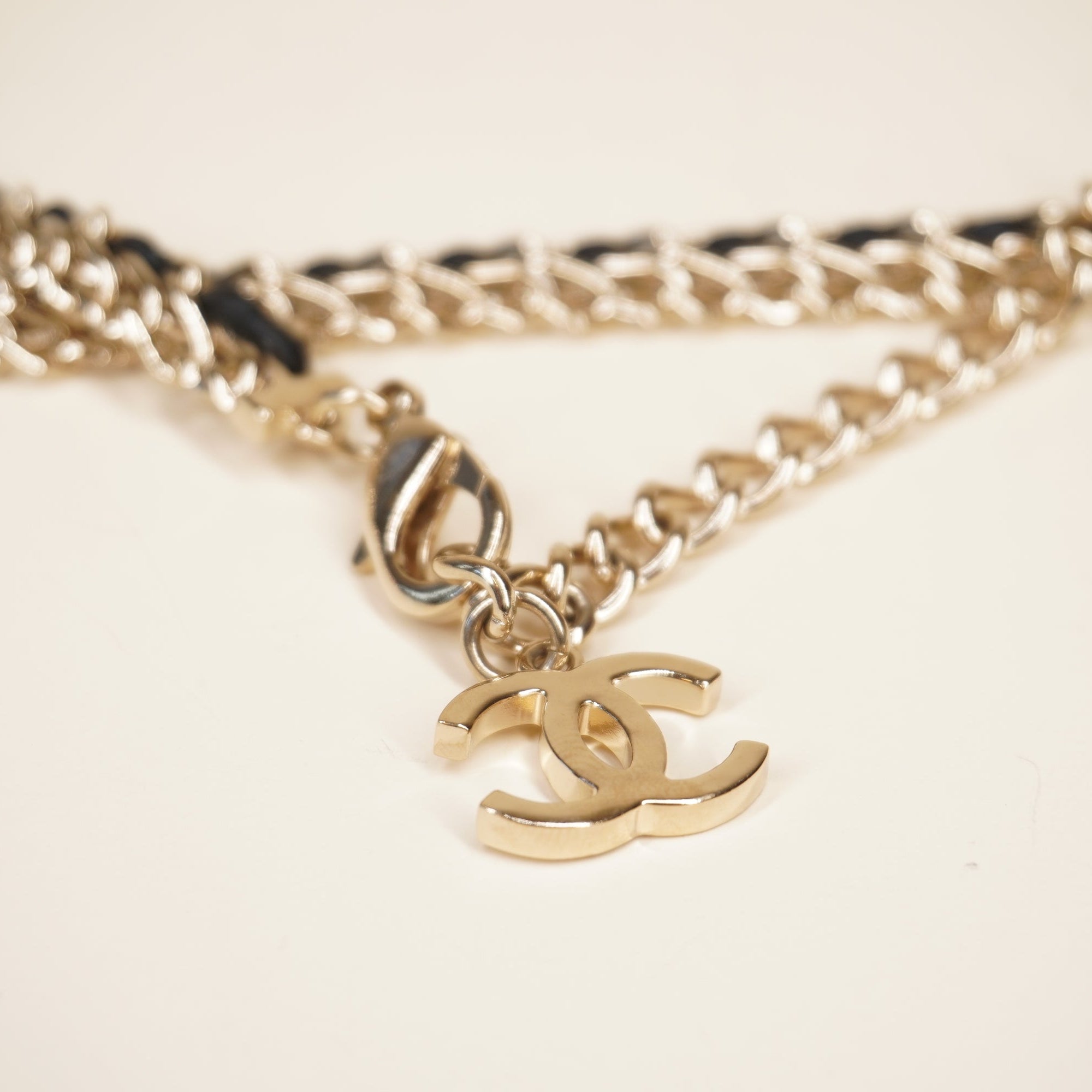 PRE-OWNED Gold Tone CC Coco Belt Chain