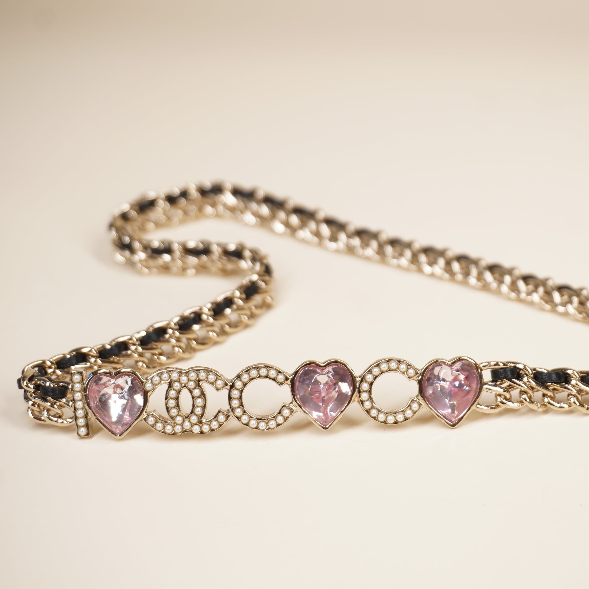 PRE-OWNED Gold Tone CC Coco Belt Chain