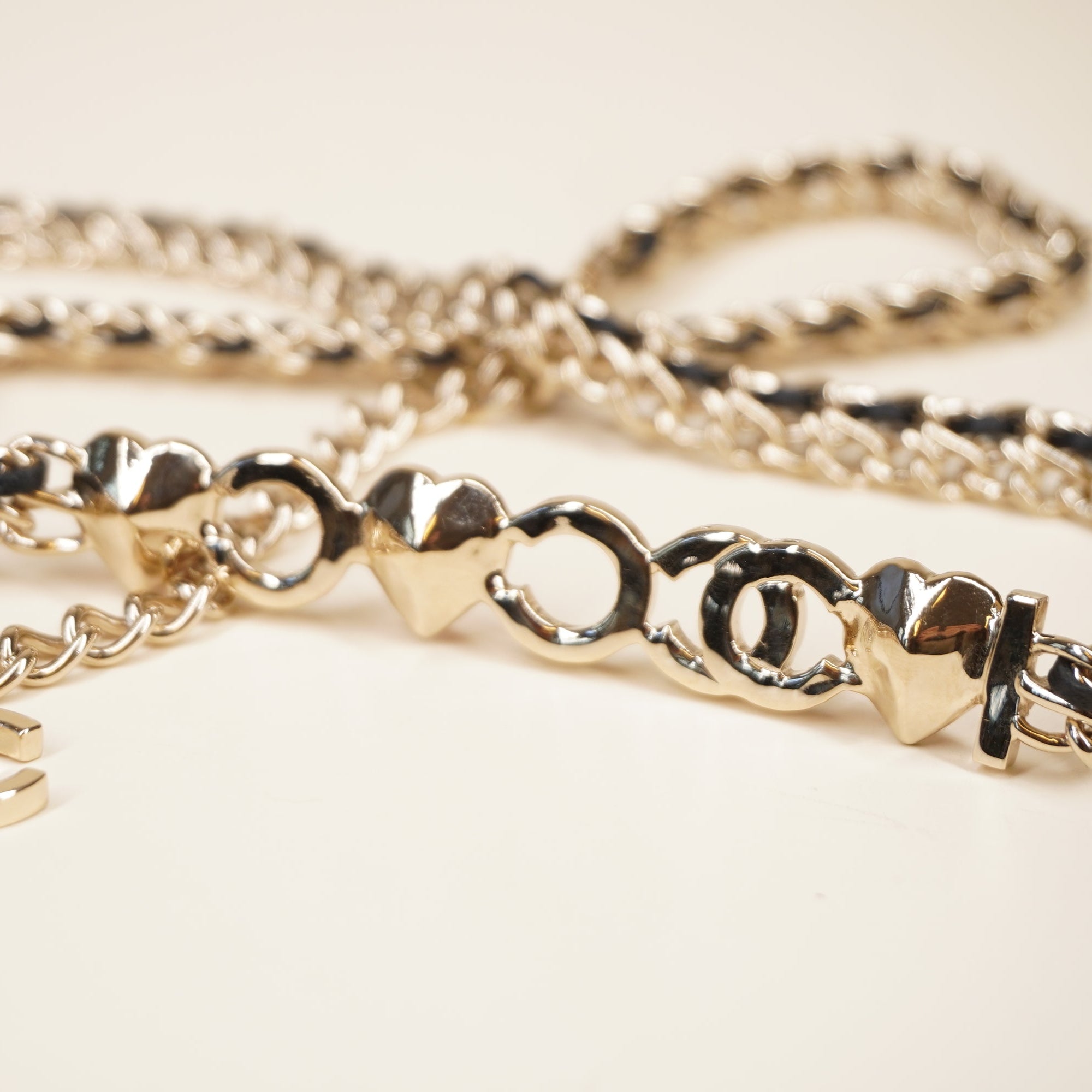 PRE-OWNED Gold Tone CC Coco Belt Chain