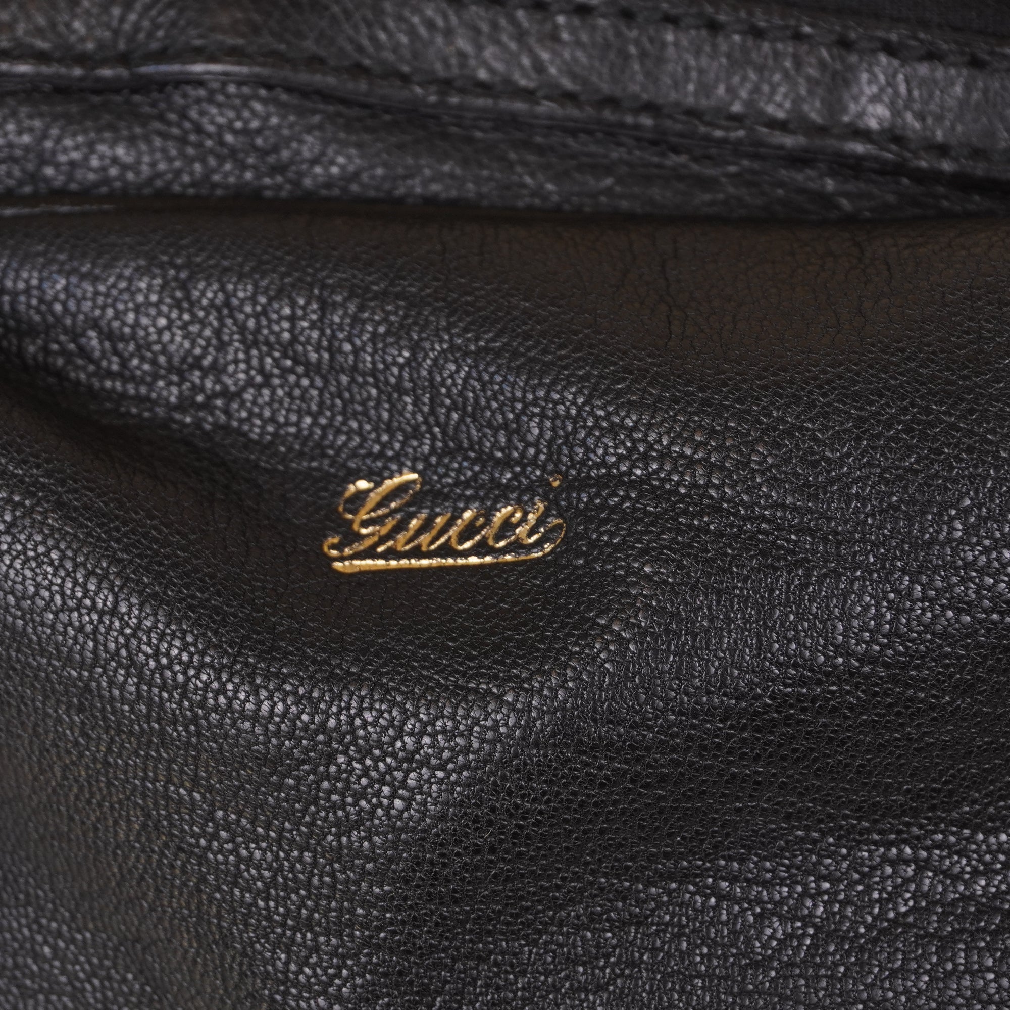 PRE-OWNED GG Black Leather Capri Bowler Bag