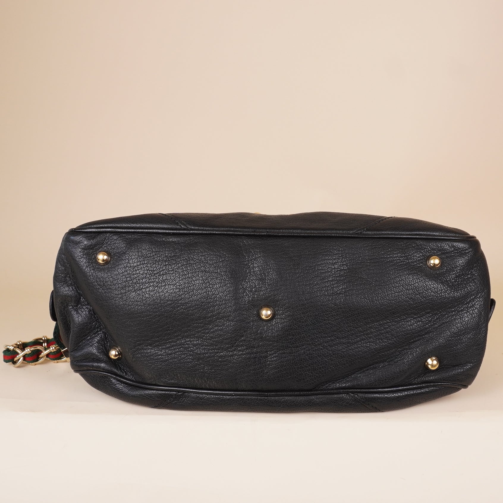 PRE-OWNED GG Black Leather Capri Bowler Bag