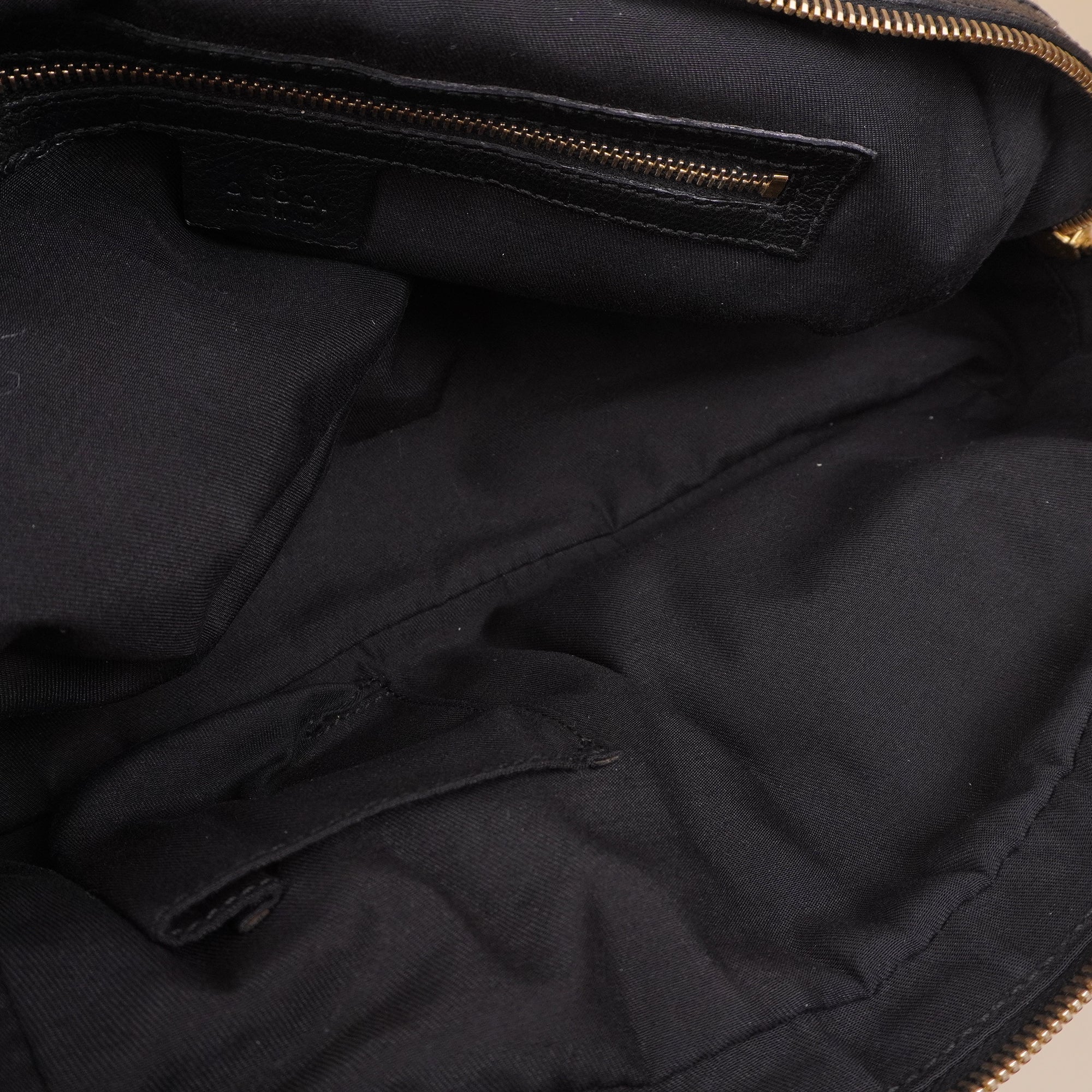PRE-OWNED GG Black Leather Capri Bowler Bag