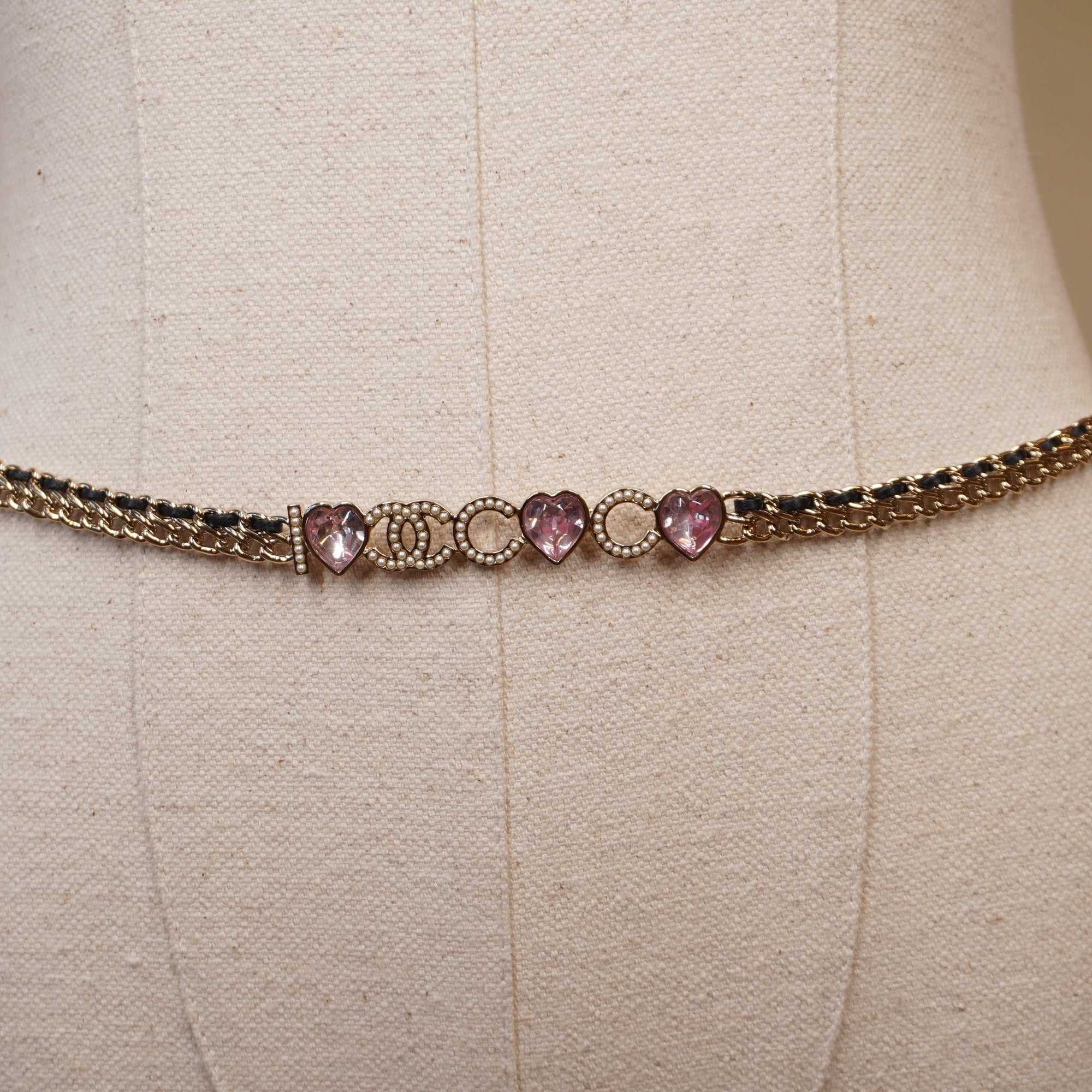 PRE-OWNED Gold Tone CC Coco Belt Chain