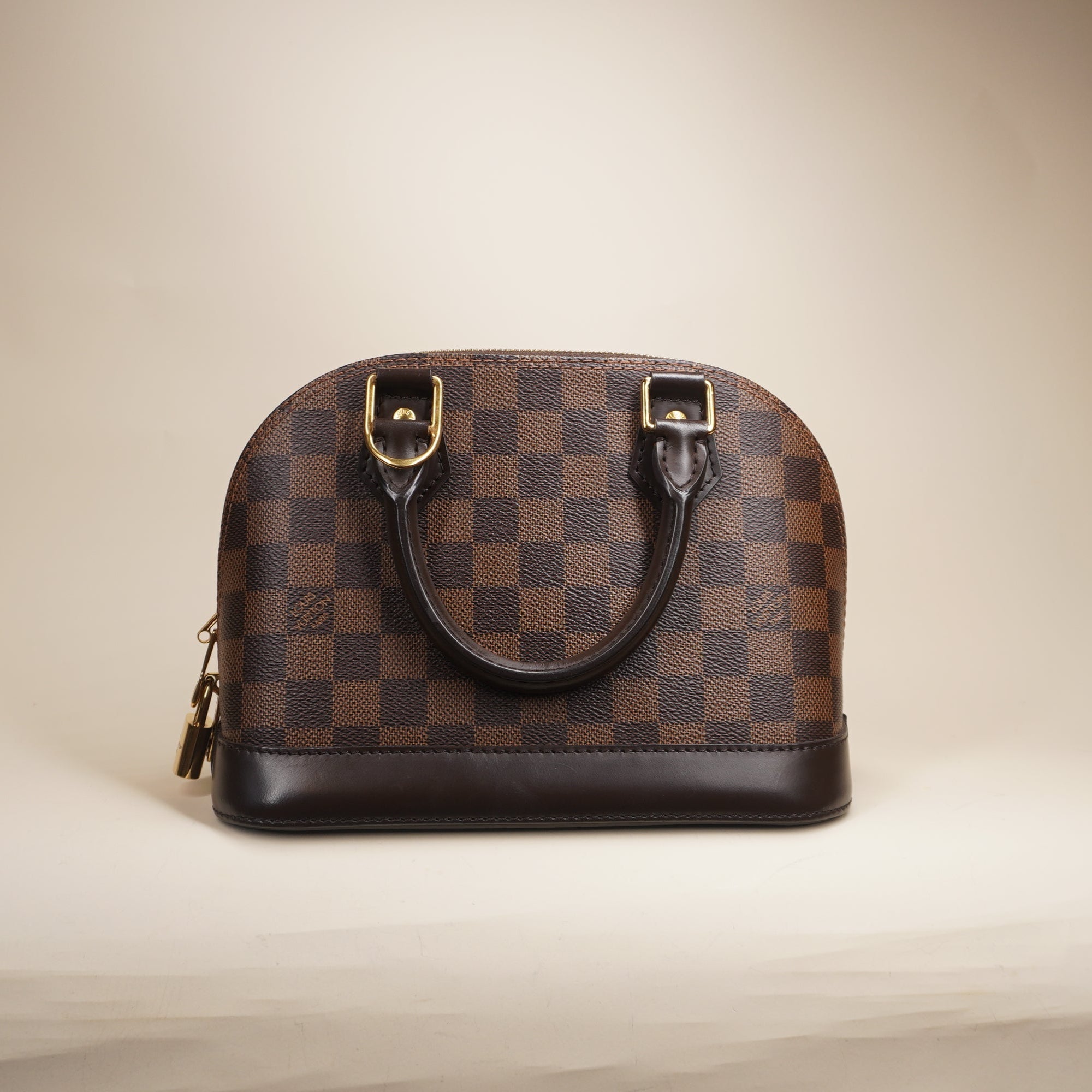 PRE-OWNED Damier Ebene Alma BB Shoulder Bag 