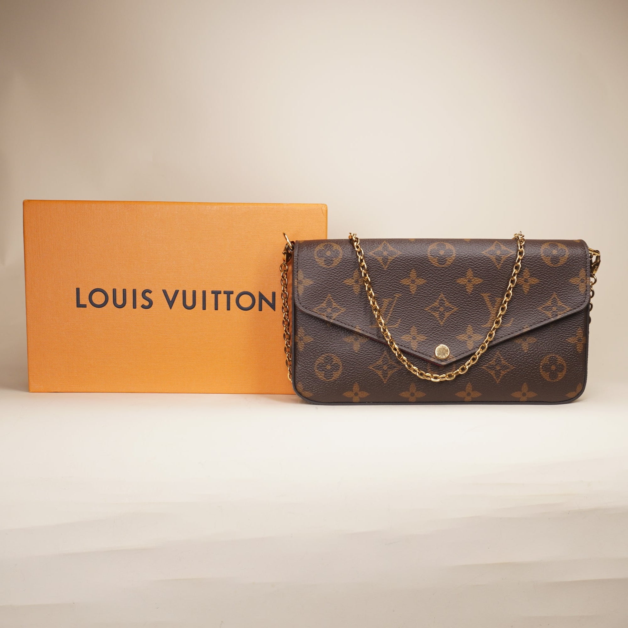 PRE-OWNED Monogram Pochette Felicie Chain Wallet Fuchsia