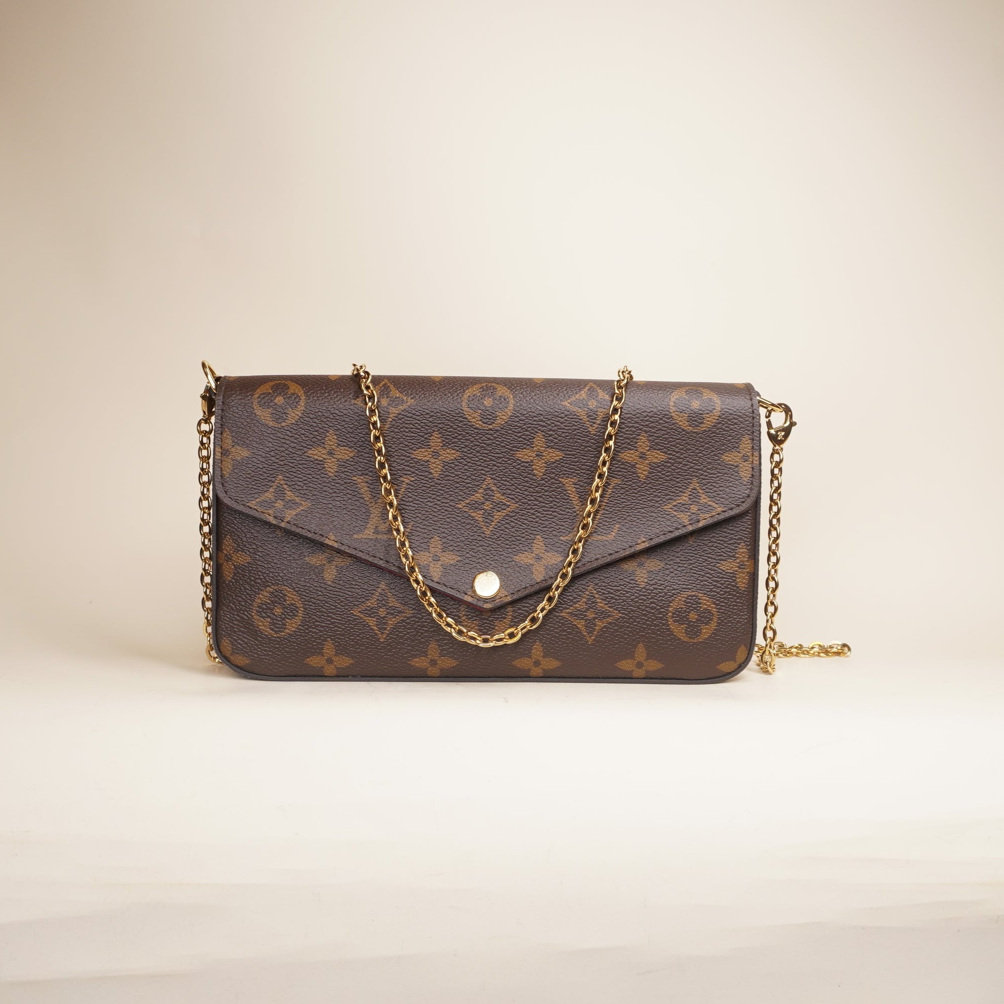 PRE-OWNED Monogram Pochette Felicie Chain Wallet Fuchsia