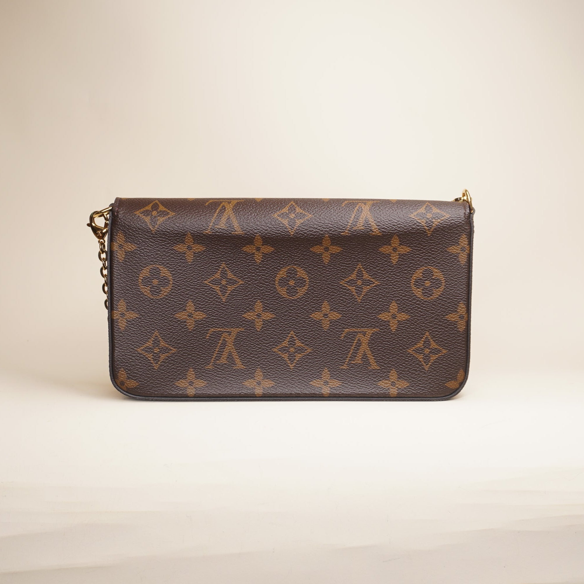 PRE-OWNED Monogram Pochette Felicie Chain Wallet Fuchsia